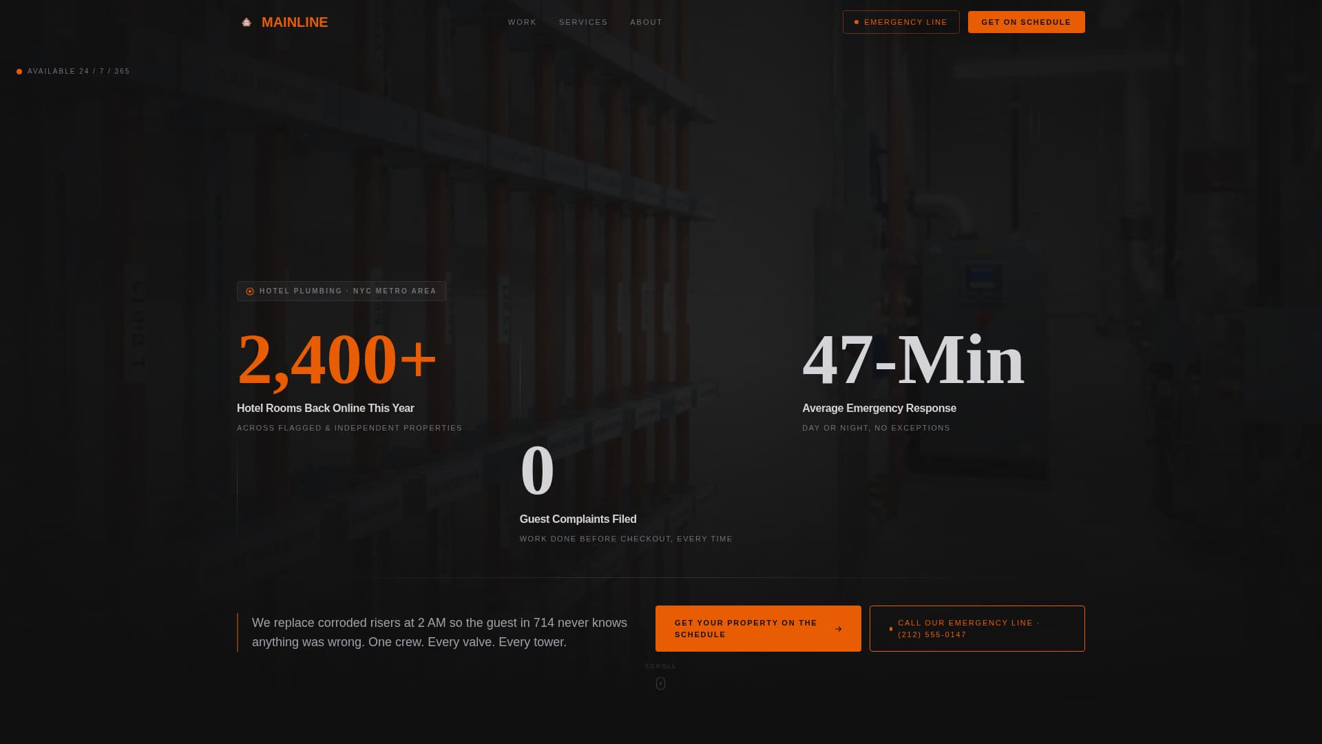 Mainline - Reliable Hotelplumbing Landing Page Template