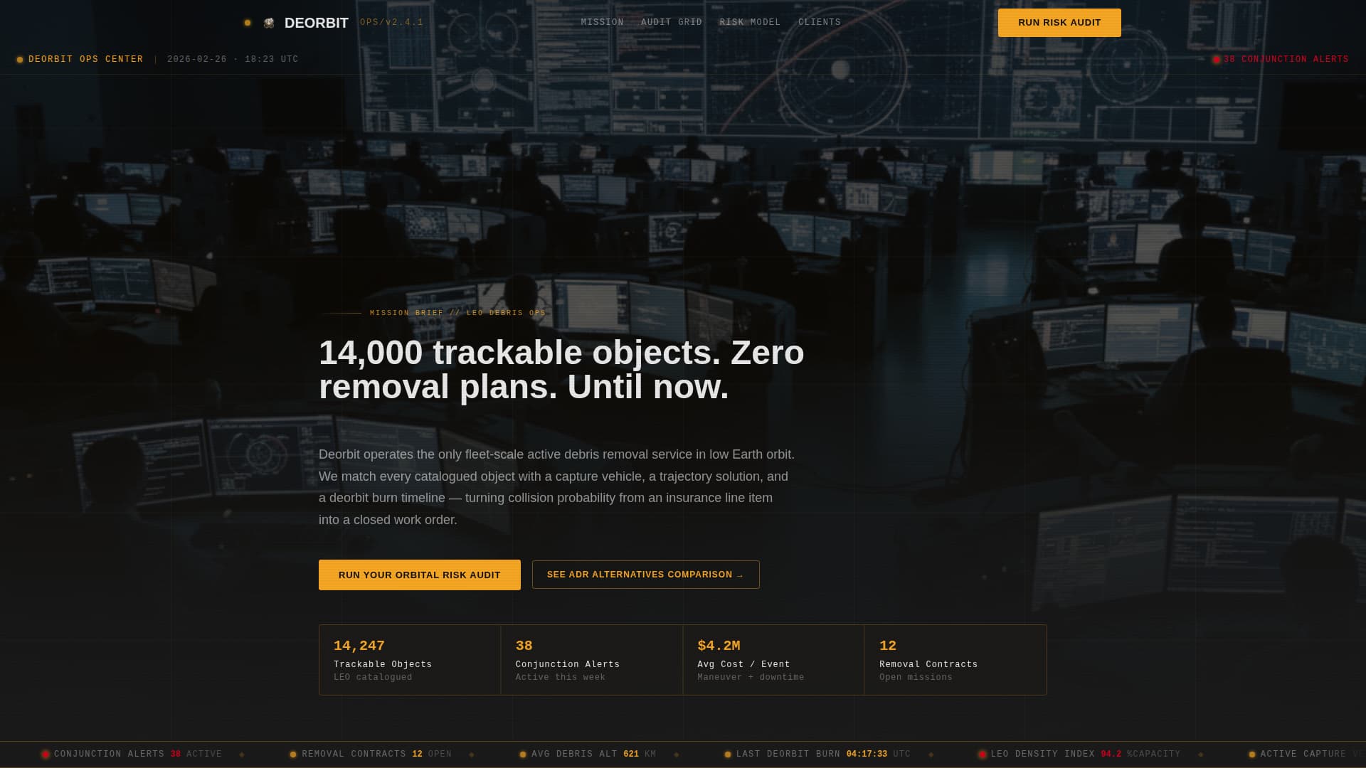 Deorbit - Tactical Debrisremoval Landing Page Template