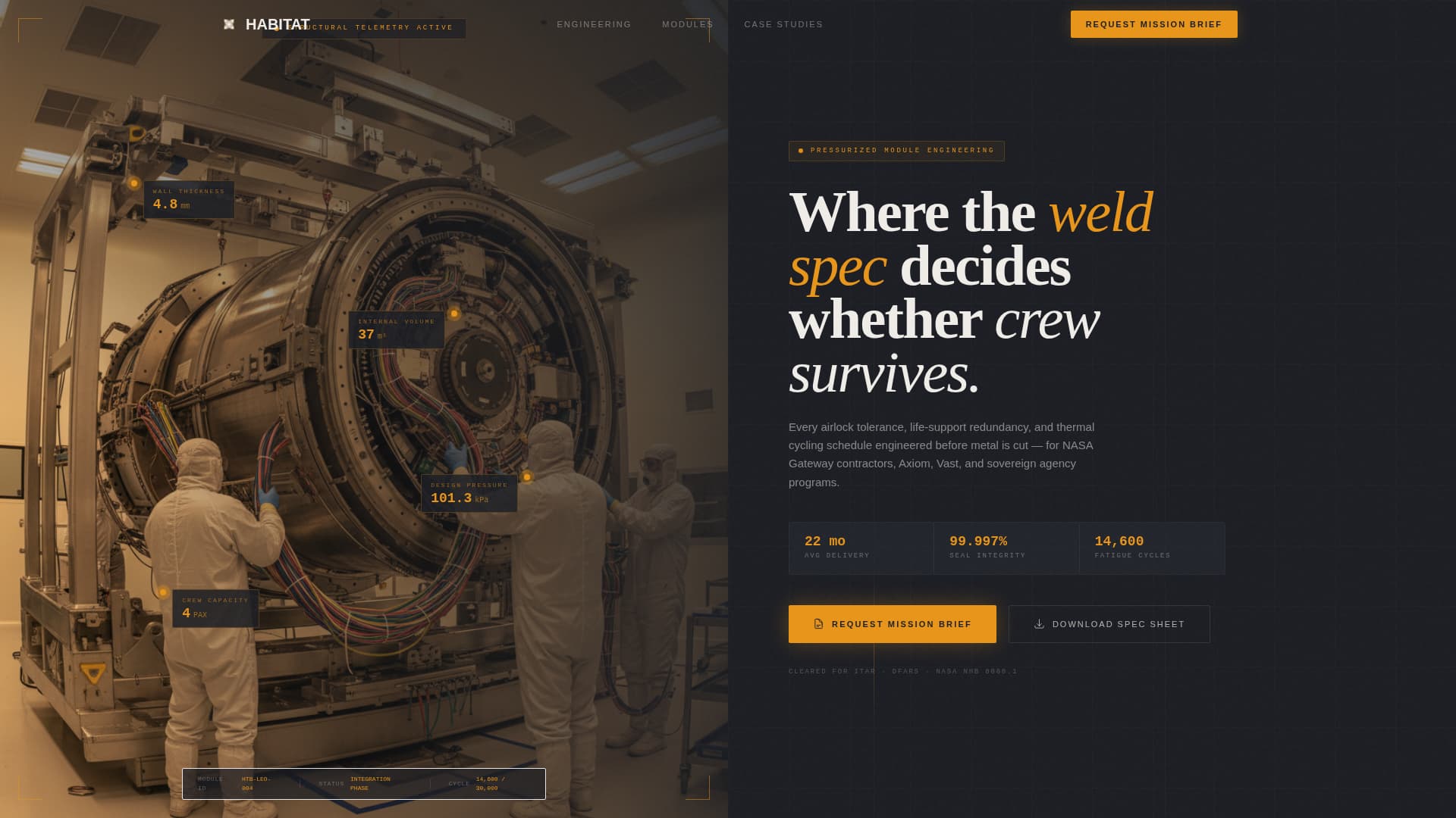 Habitat - Precision Spacestation Landing Page Template