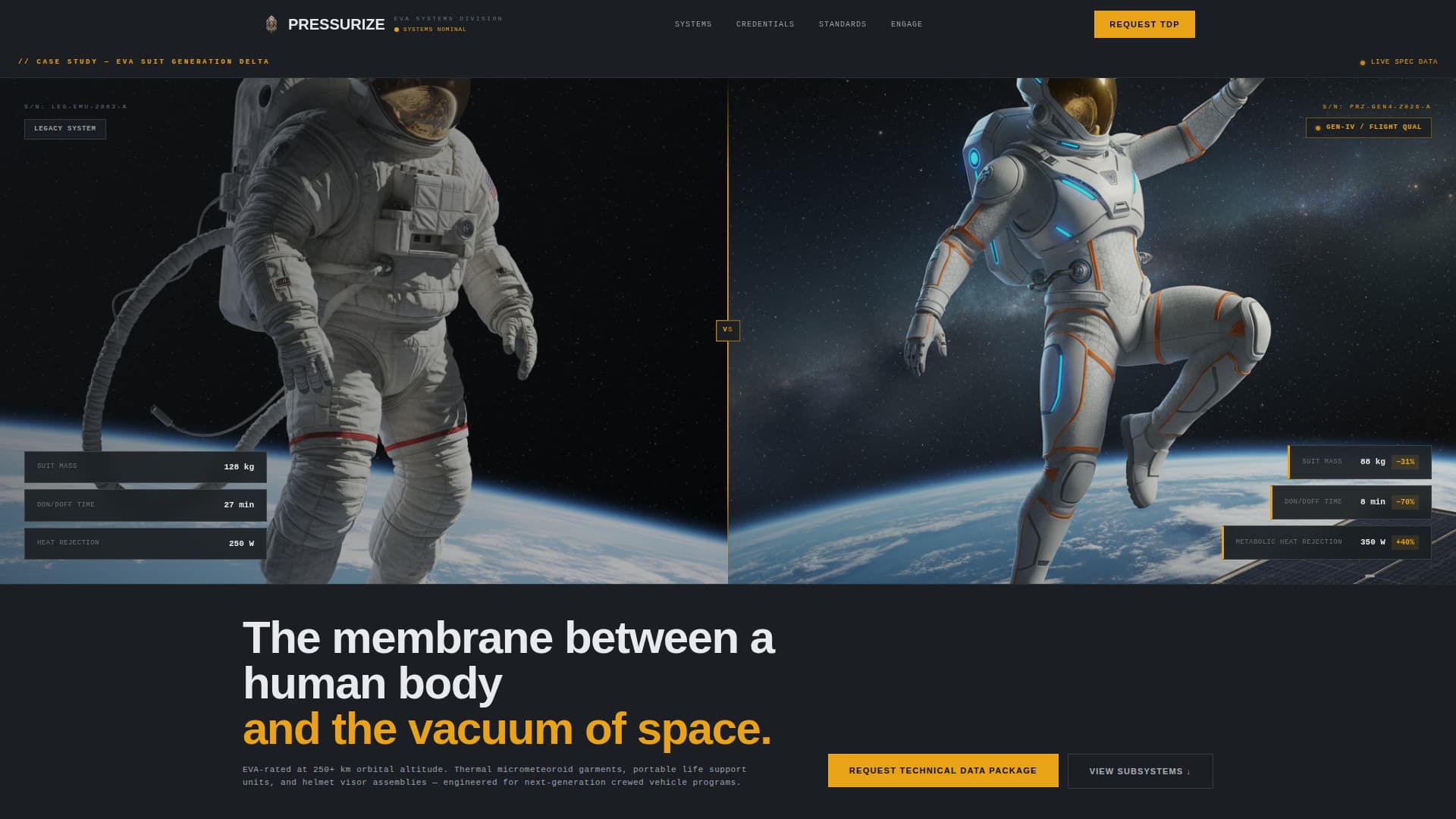 Pressurize - Flightqualified Spacesuit Landing Page Template