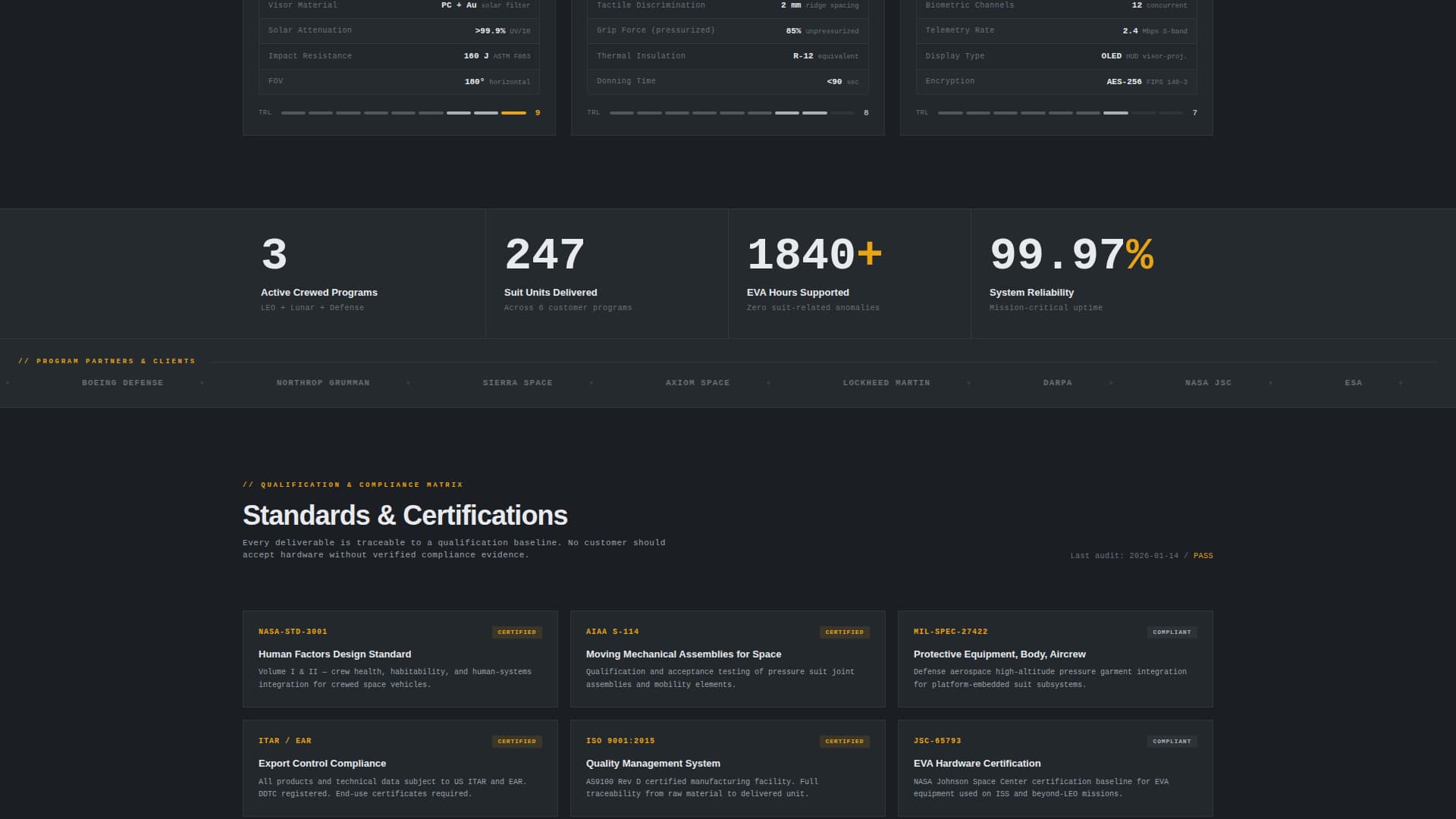Pressurize - Flightqualified Spacesuit Landing Page Template