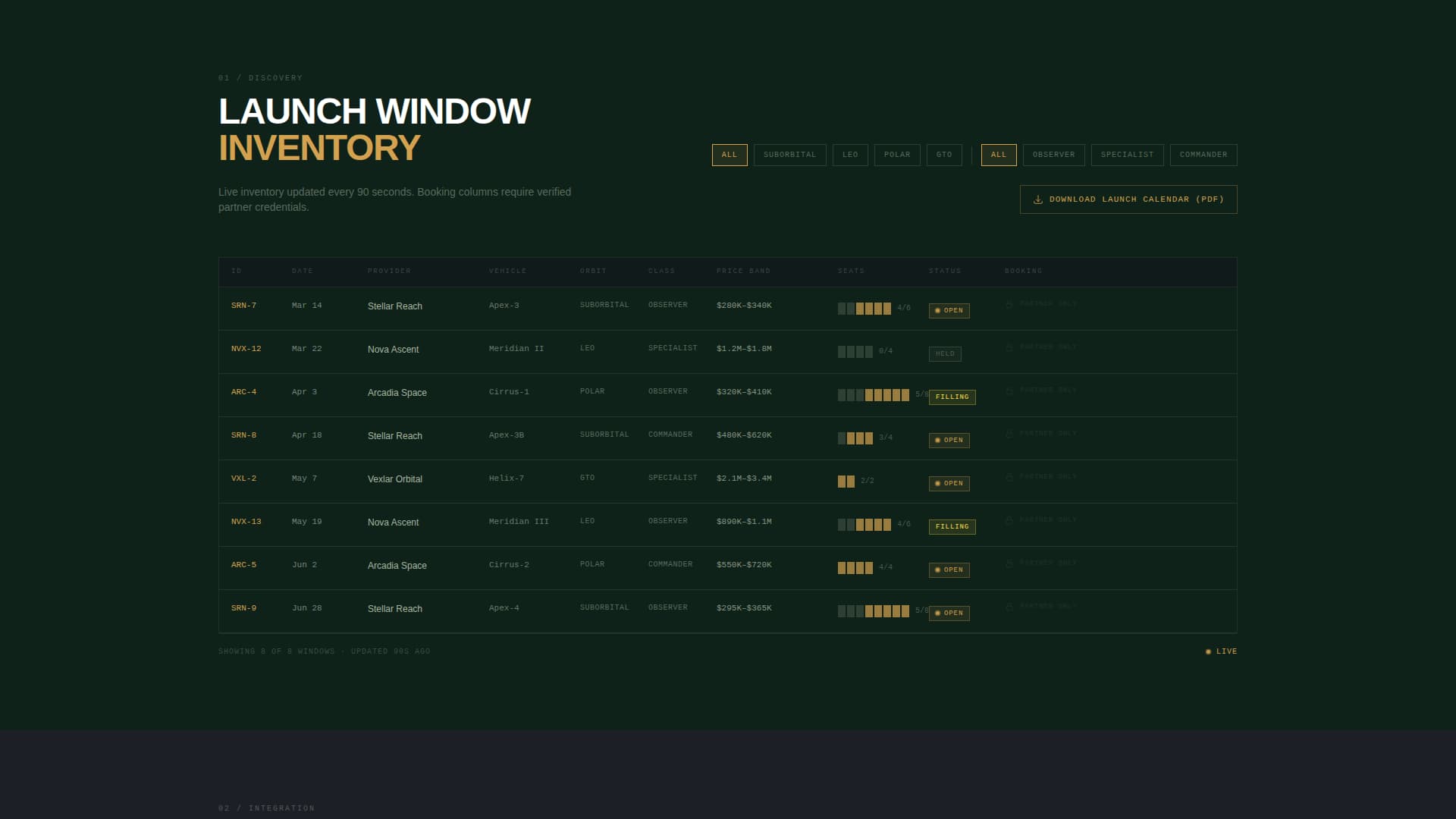 Space & Advanced Aerospace Appointment Booking Website Template