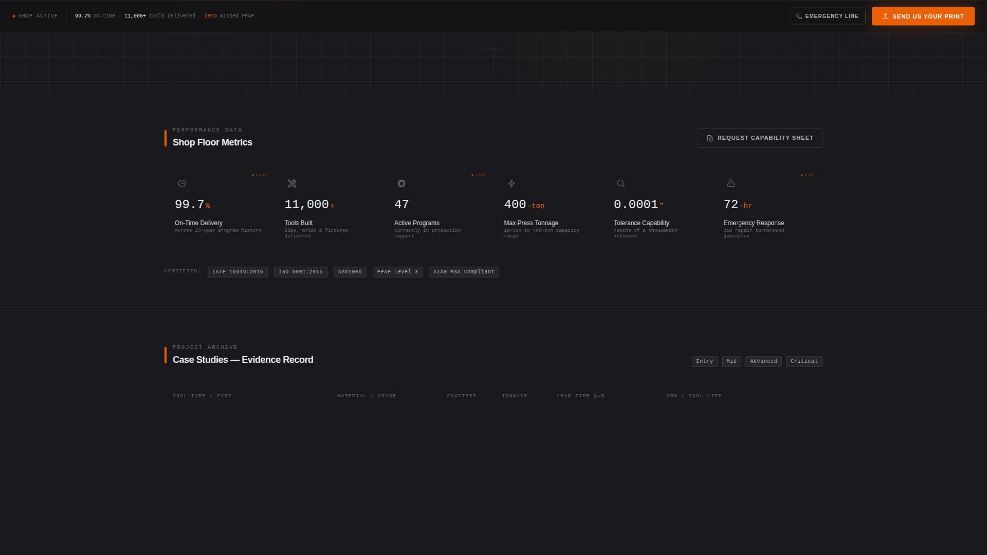 Specialist Tool & Die Making Reviews & Social Proof Website Template