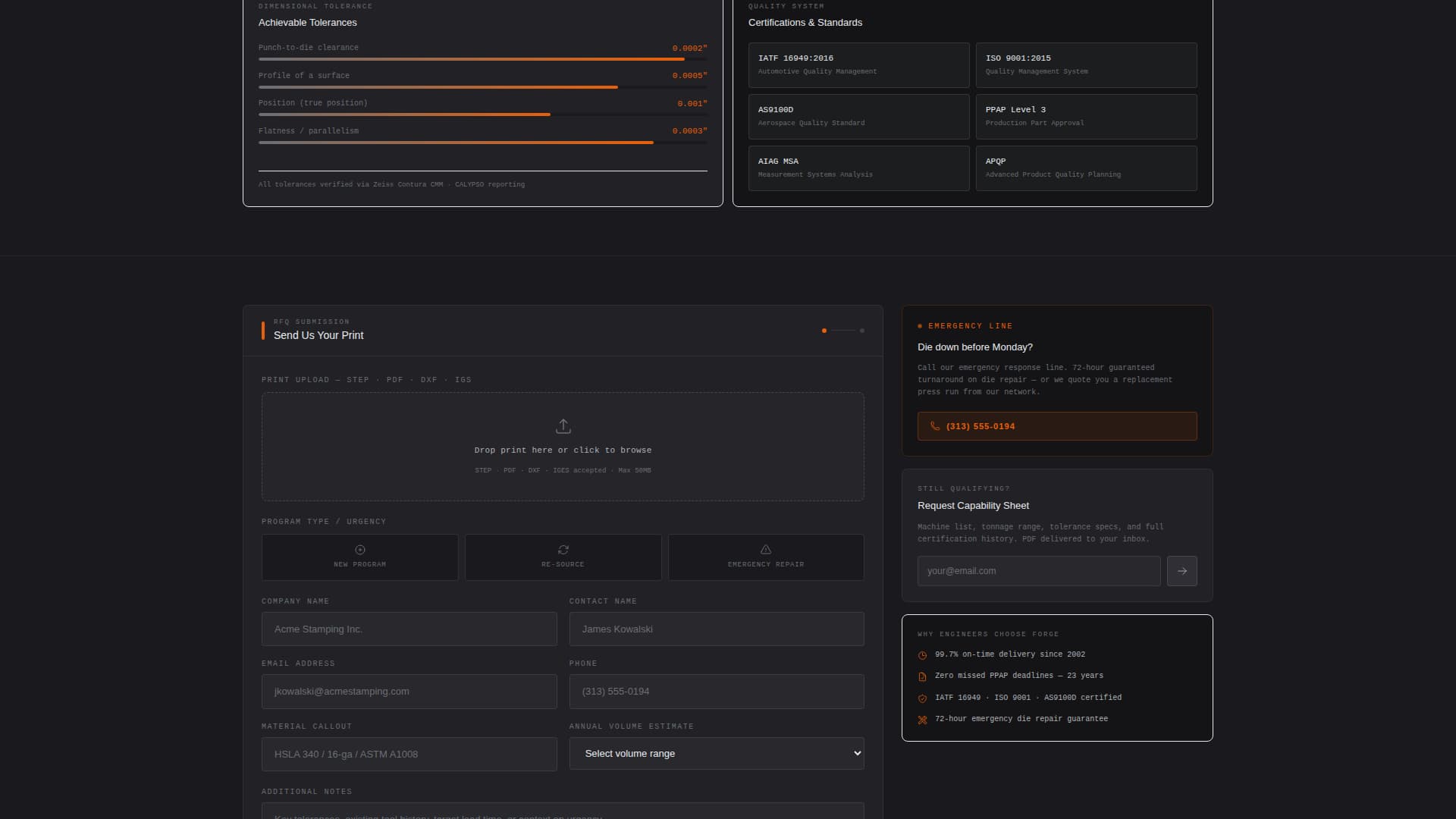 Specialist Tool & Die Making Reviews & Social Proof Website Template