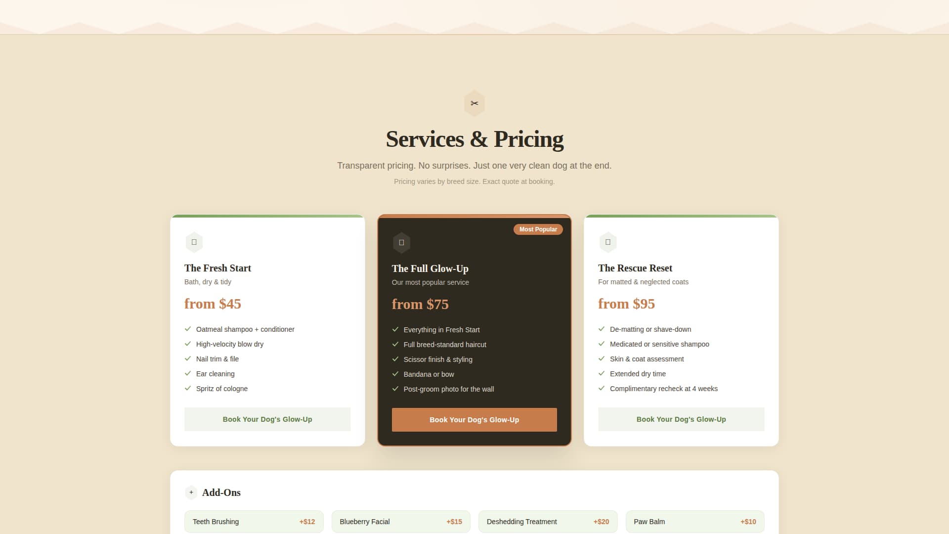 Pet Grooming & Spa Specialist Booking Website Template