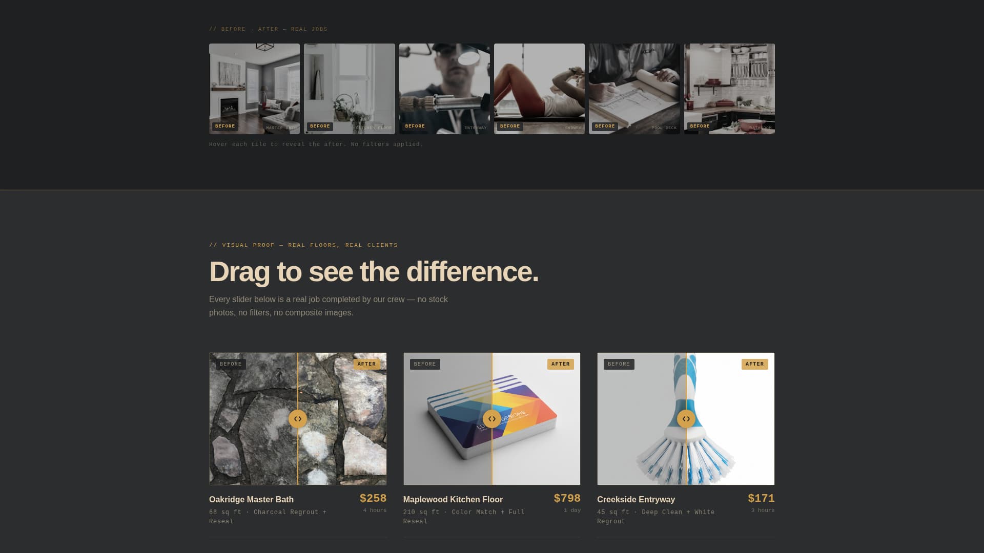 Tile Products Pricing & Packages Website Template