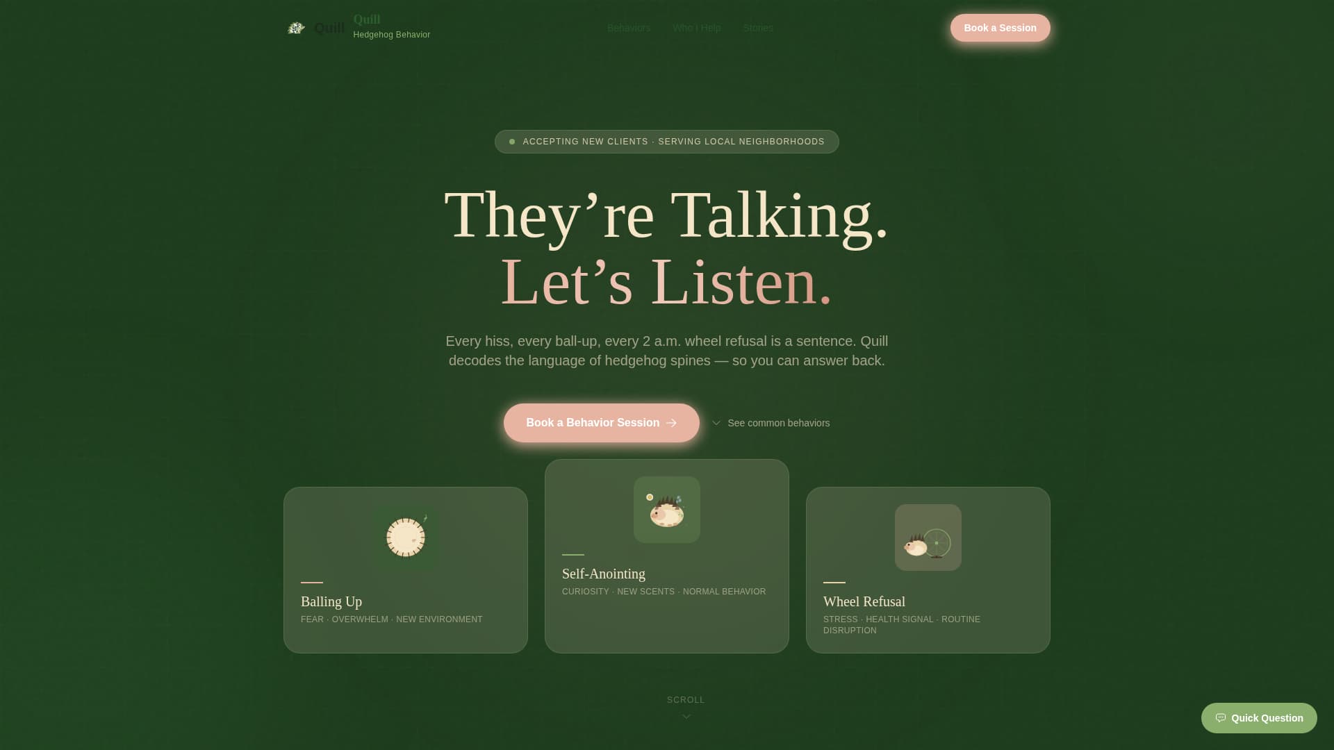 Hedgehog Services Appointment Booking Website Template