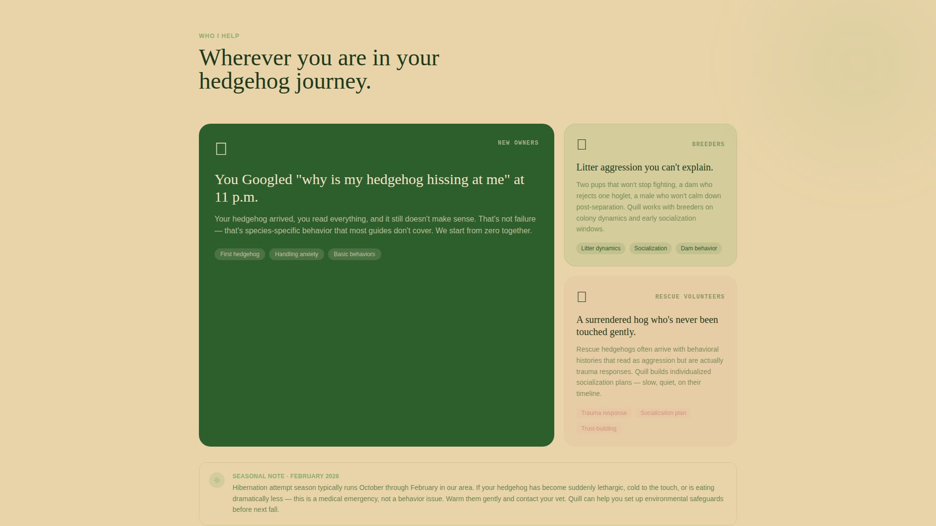 Hedgehog Services Appointment Booking Website Template