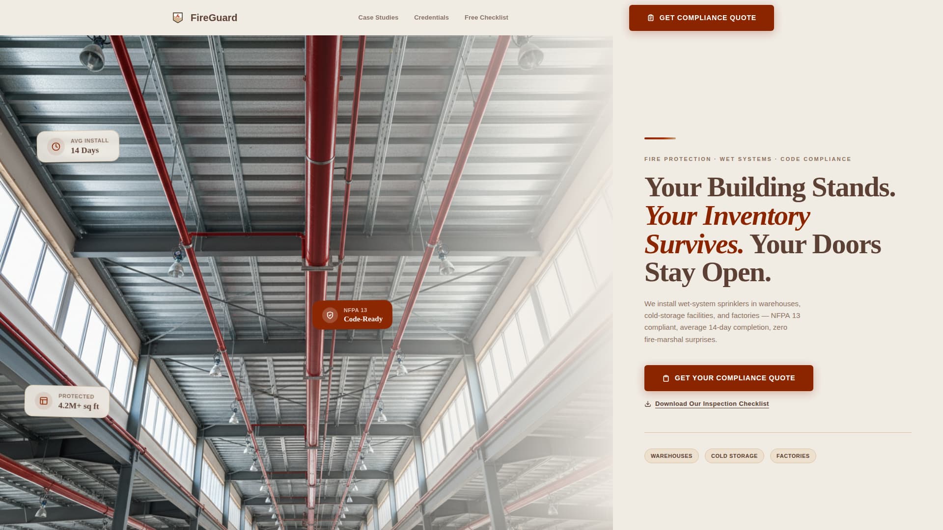 Warehouse & Factory Construction Privacy Policy & Terms Website Template