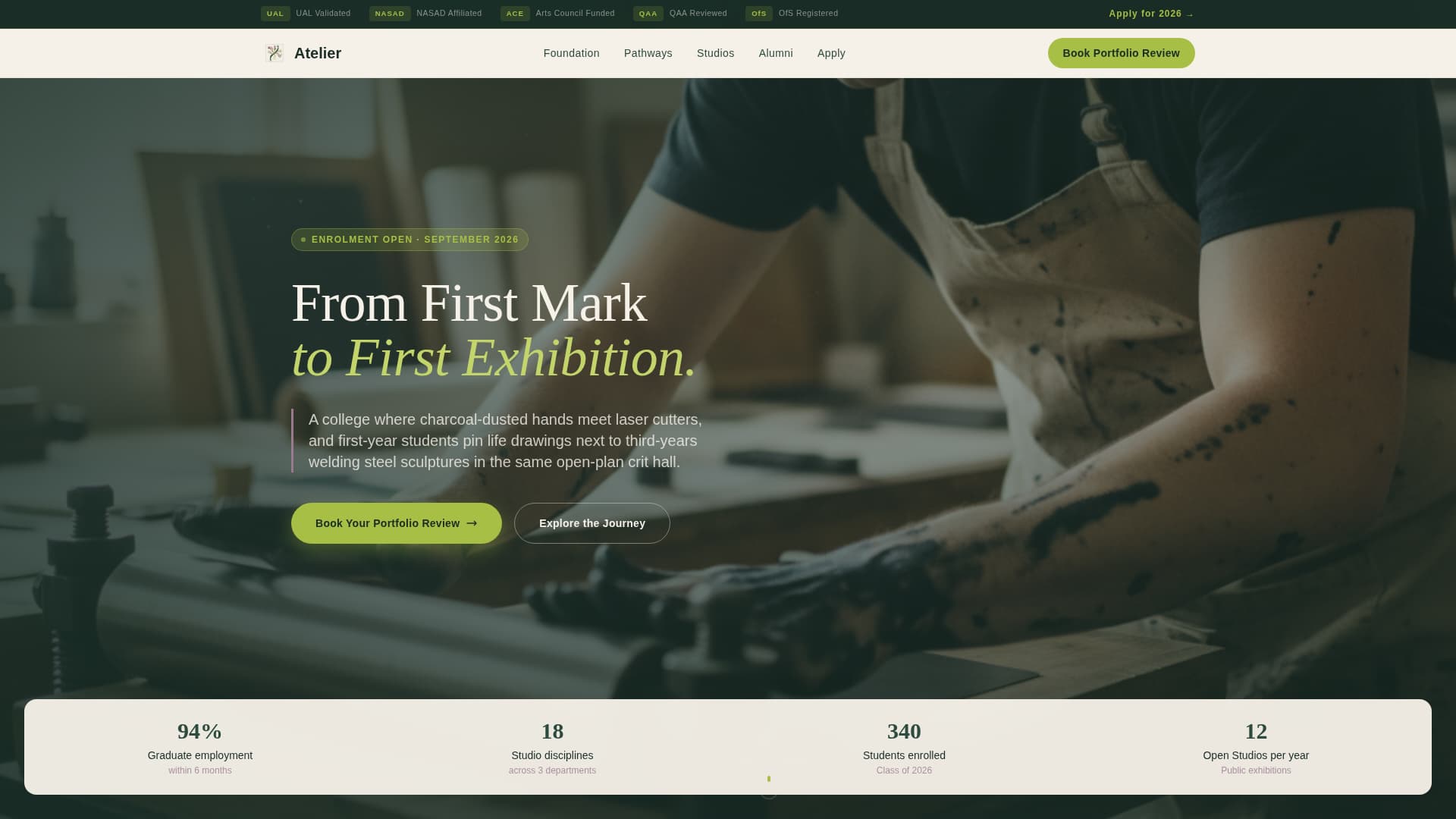 Atelier - Inspiring Artcollege Landing Page Template