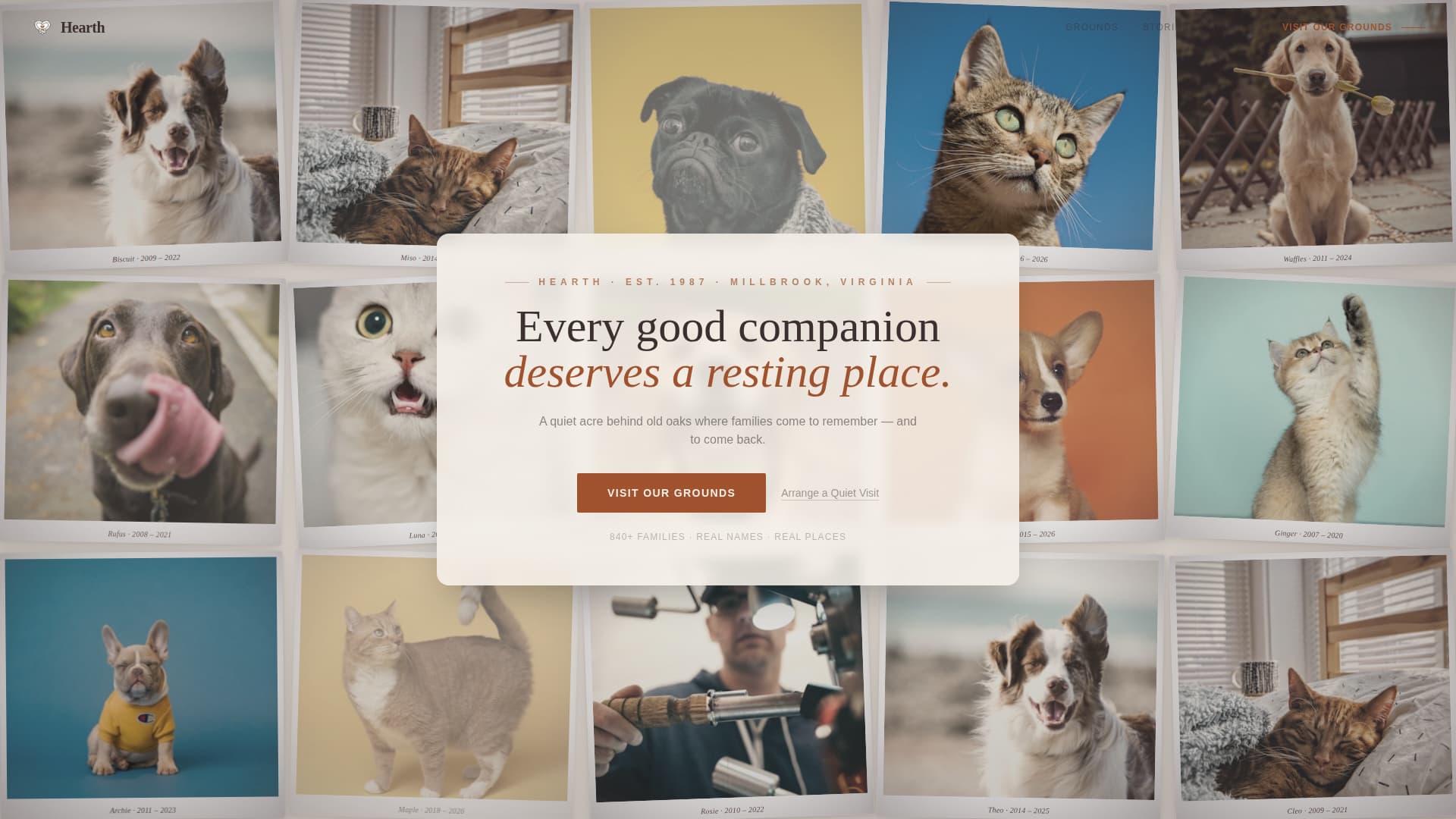 Hearth - Peaceful Petcemetery Landing Page Template