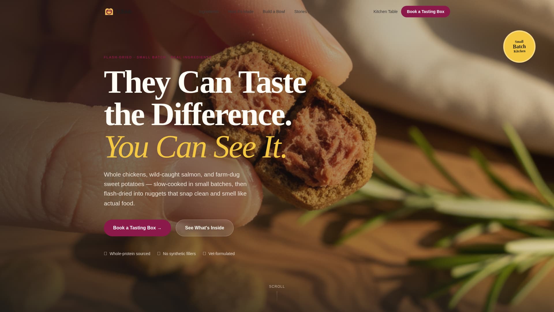 Pet Food & Treat Brand Booking Website Template
