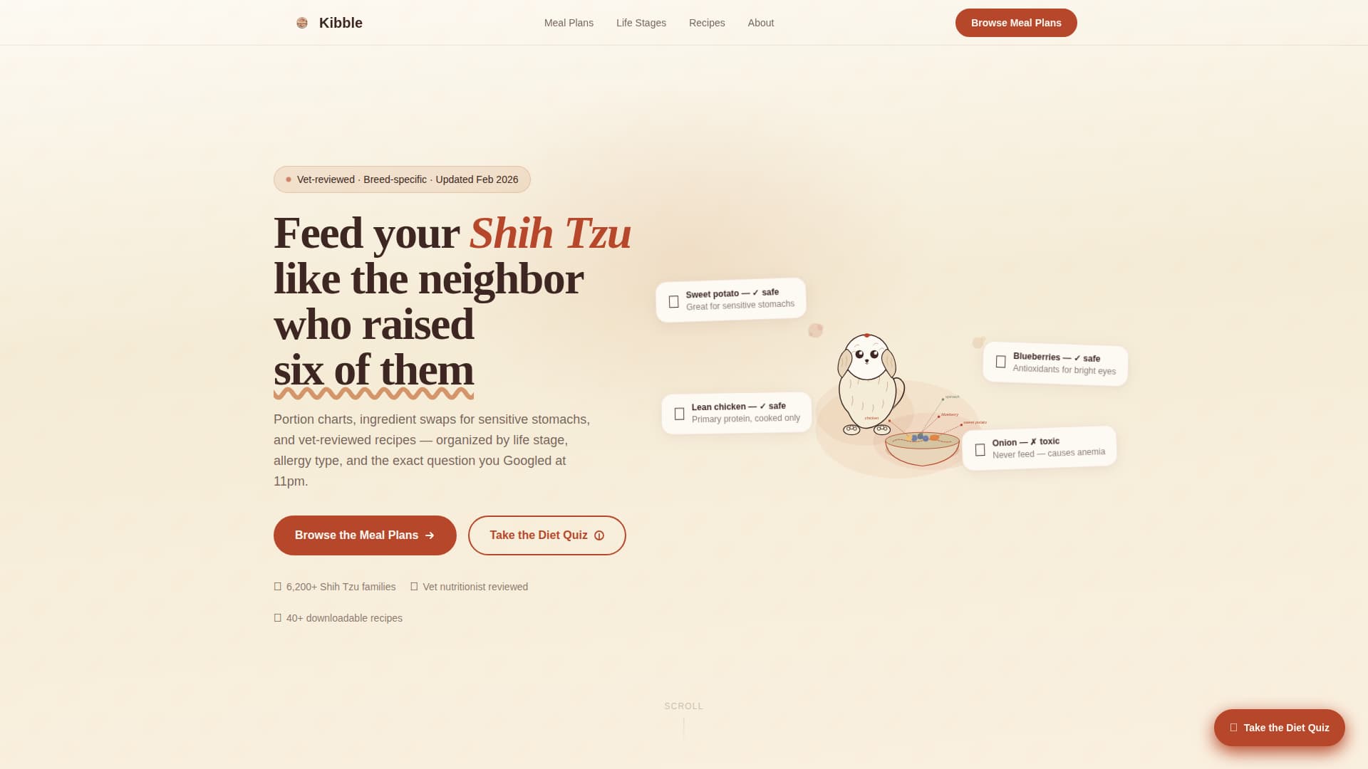 Kibble - Wholesome Shihtzu Landing Page Template