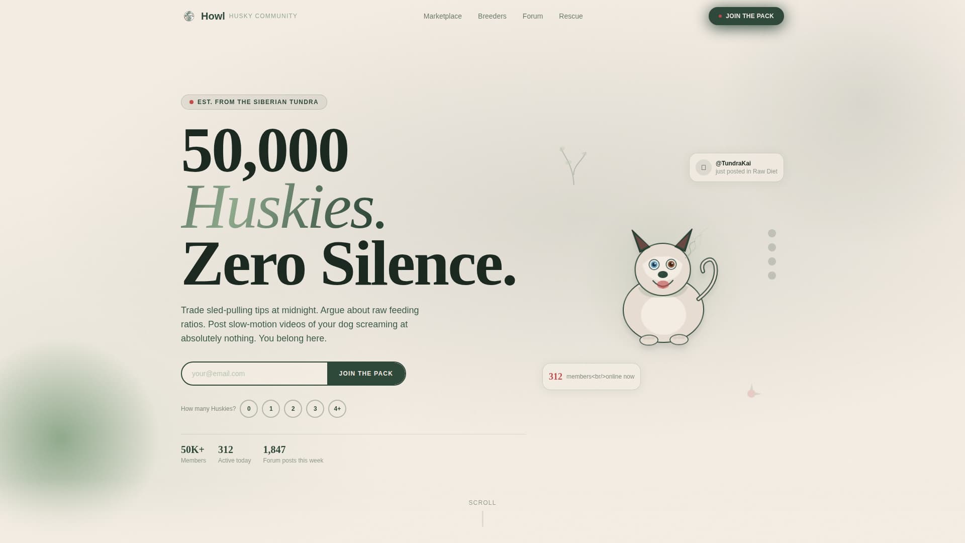 Howl - Vibrant Huskycommunity Landing Page Template