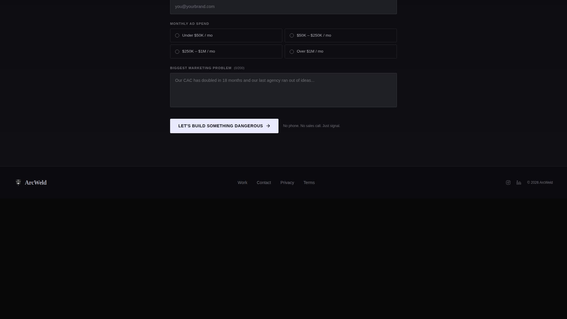 Arcweld - Immersive Advertising Landing Page Template