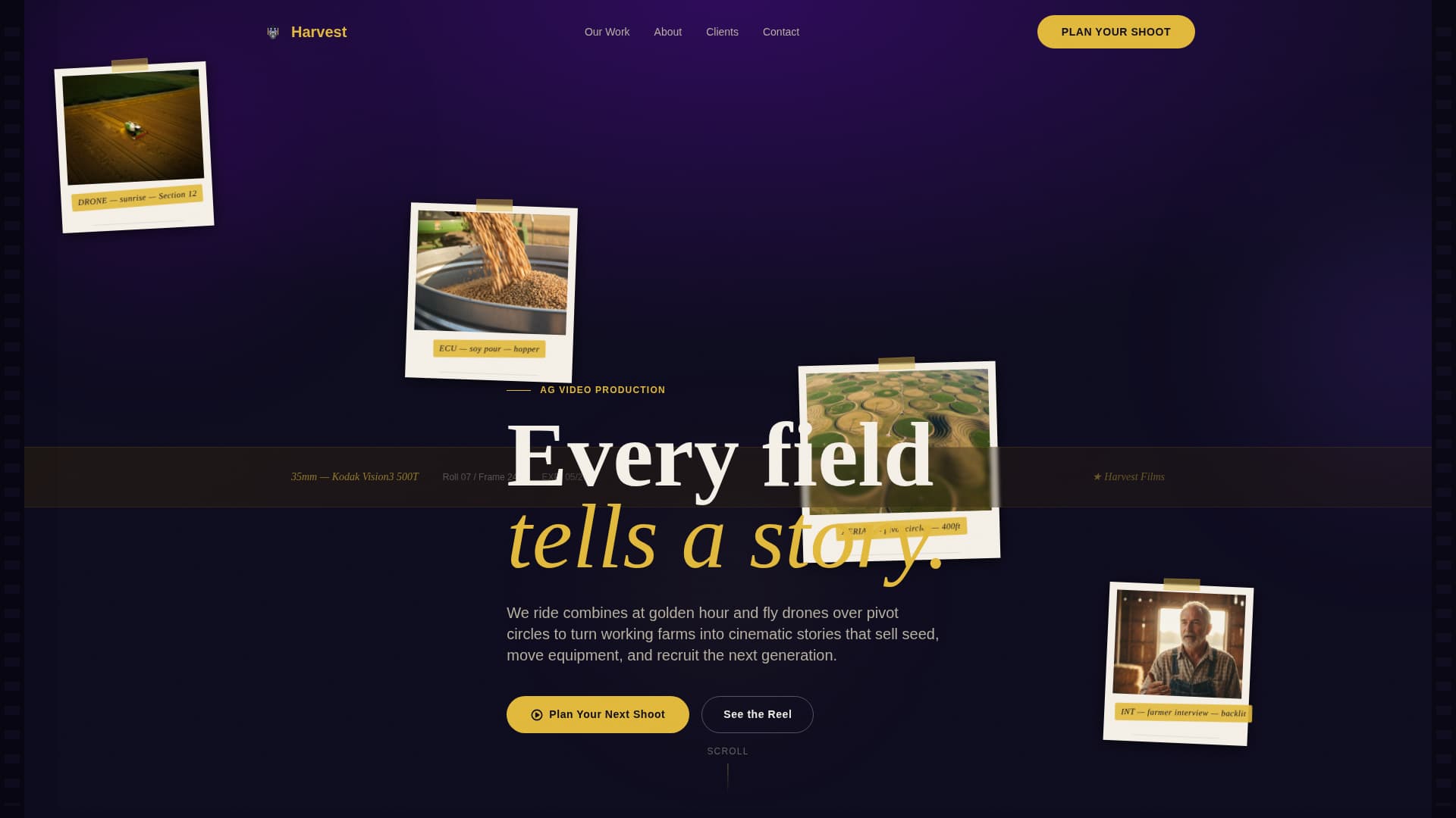 Harvest - Cinematic Agriculture Landing Page Template