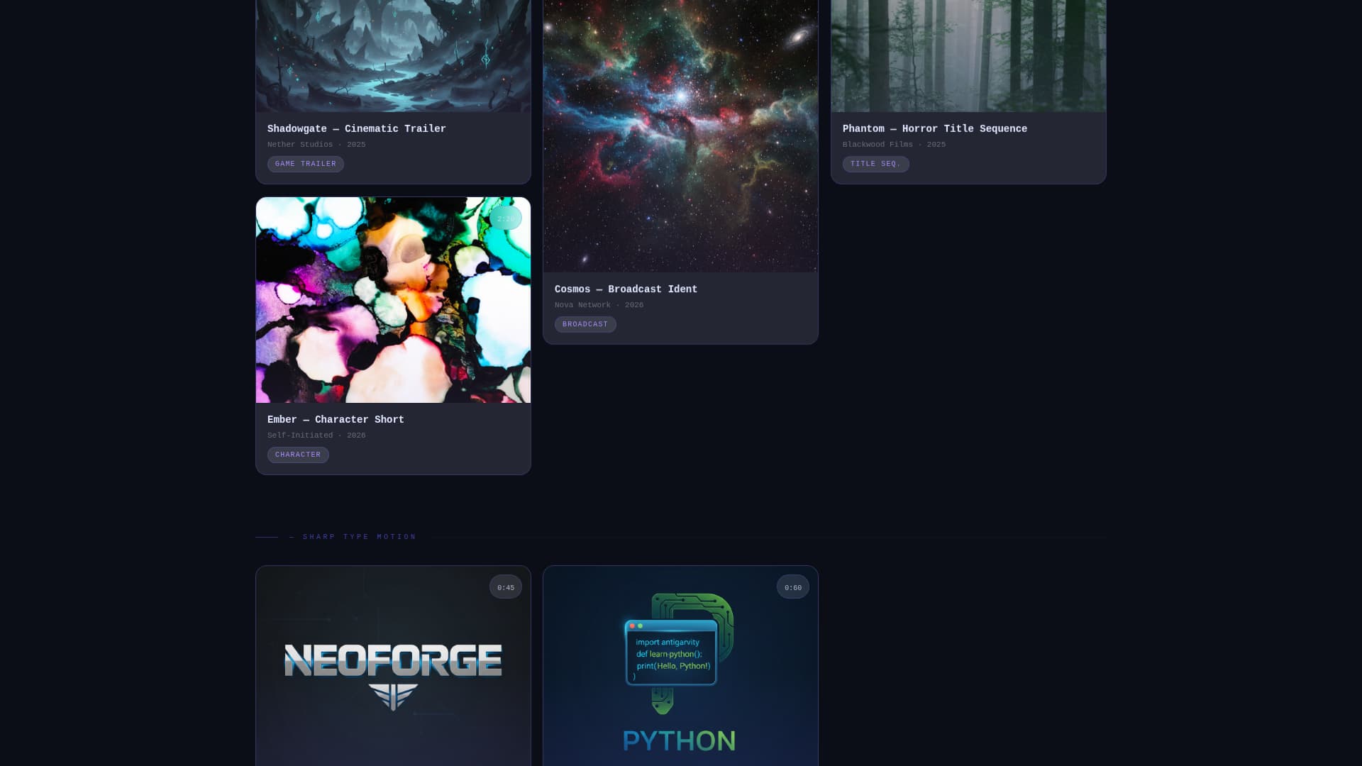 Reel - Electric Motionportfolio Landing Page Template