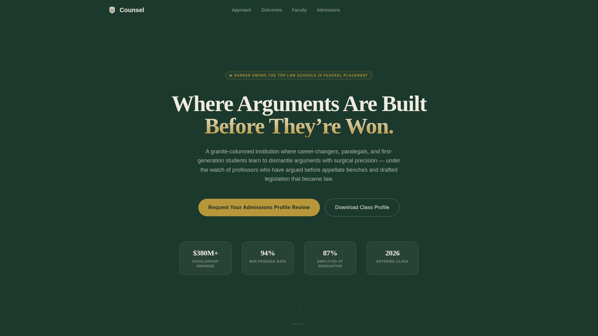 Counsel - Authoritative Lawschool Landing Page Template
