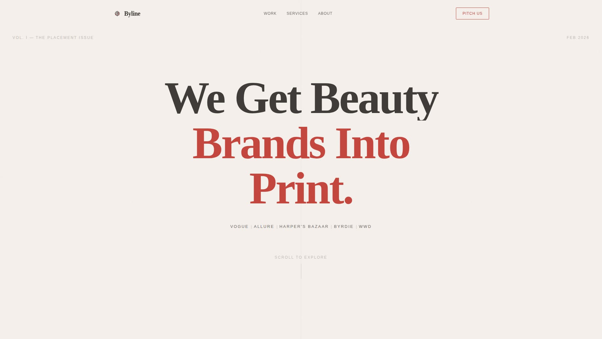Byline - Editorial Beauty Landing Page Template