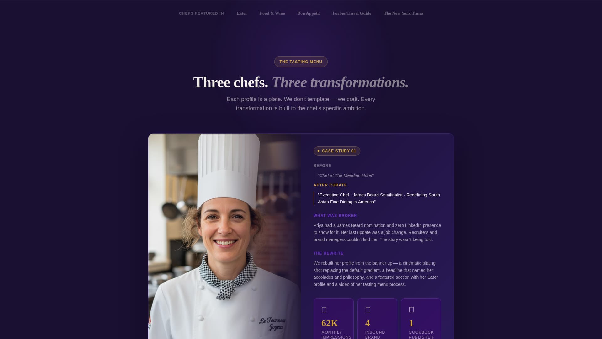 Specialist Chef Profile Professional Website Template