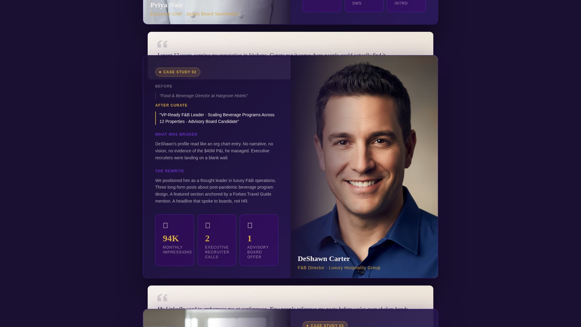 Specialist Chef Profile Professional Website Template