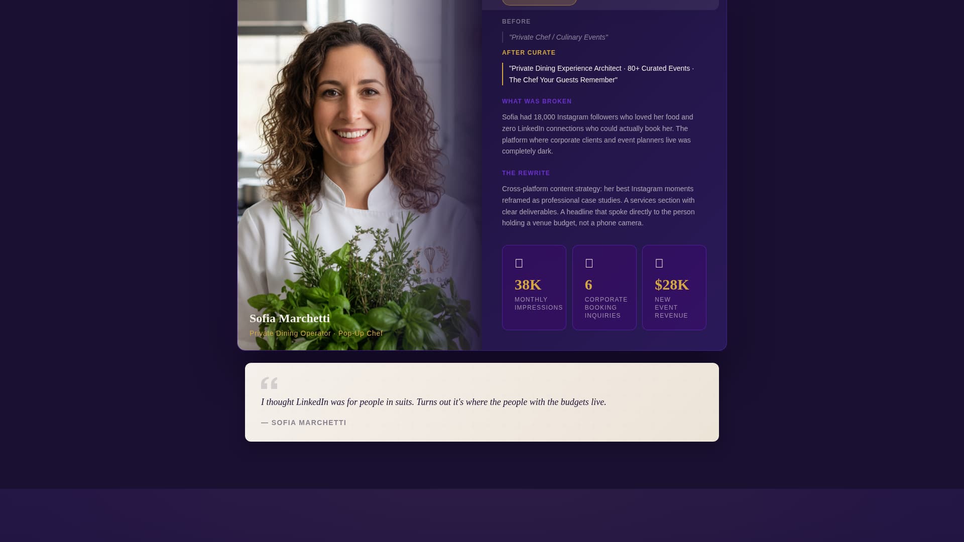 Specialist Chef Profile Professional Website Template
