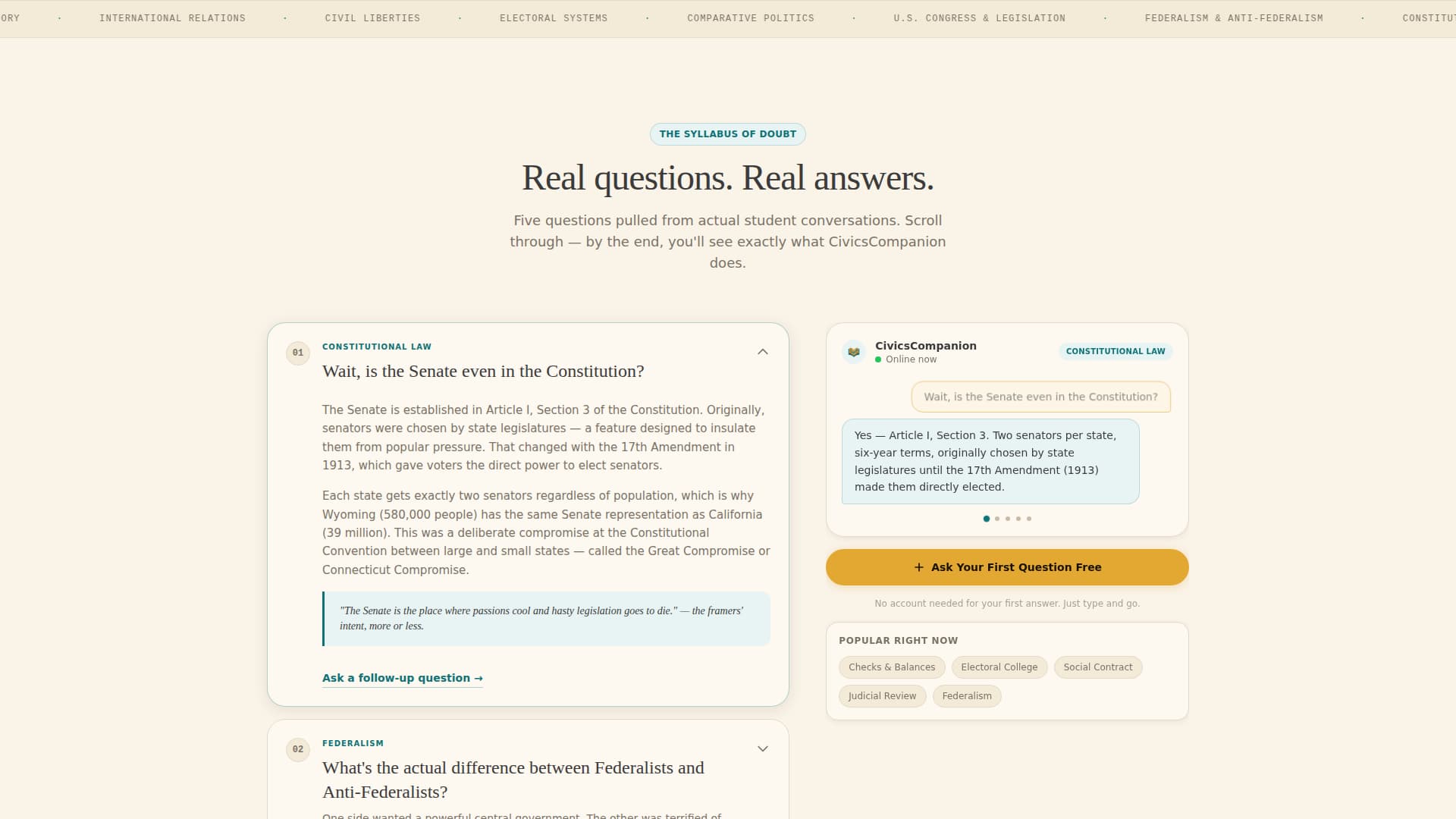 Political Science Education FAQ Website Template