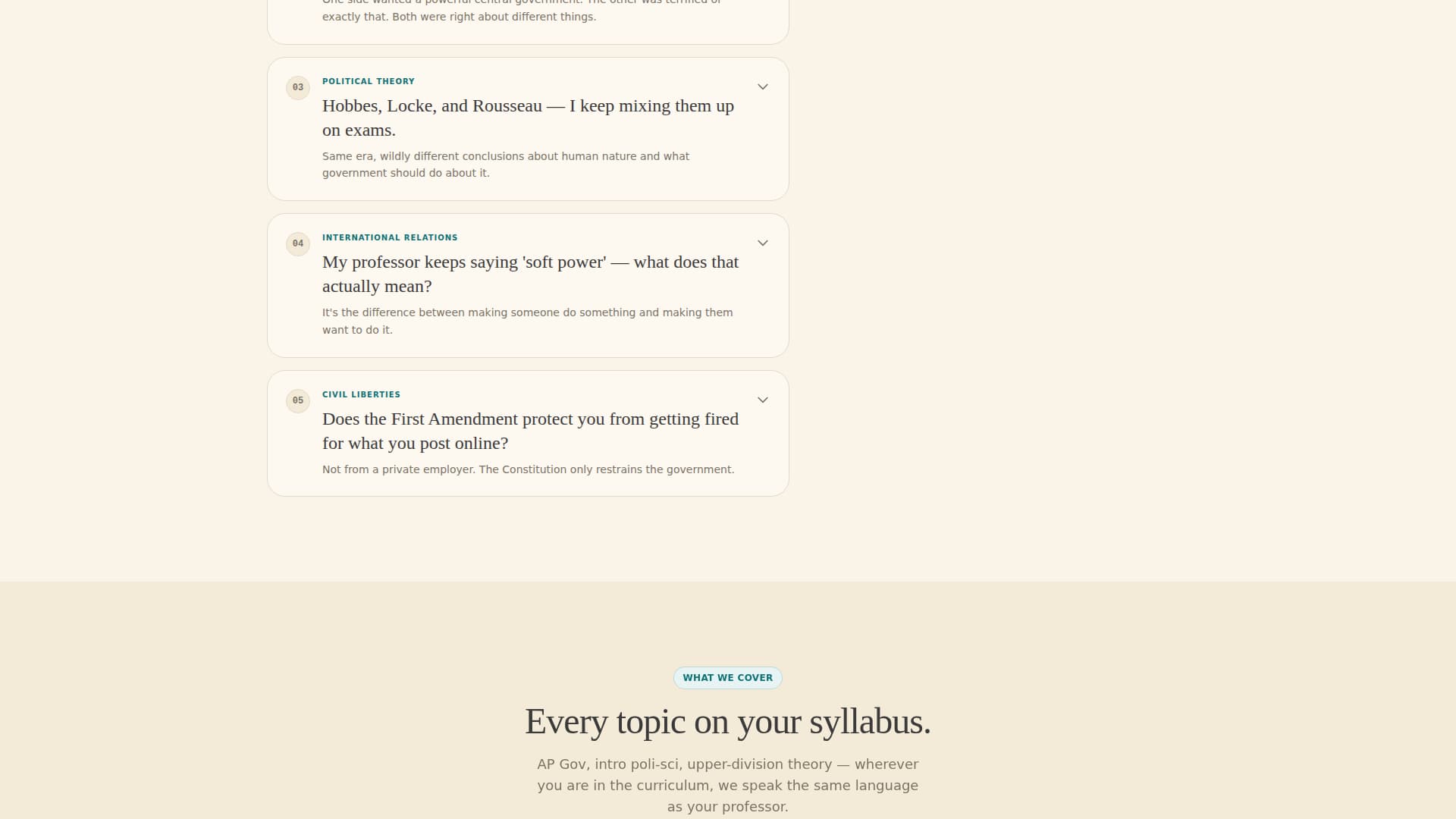 Political Science Education FAQ Website Template