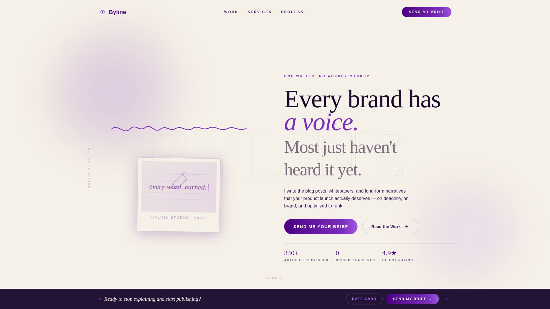 Writing & Content Portfolio Blog Website Template