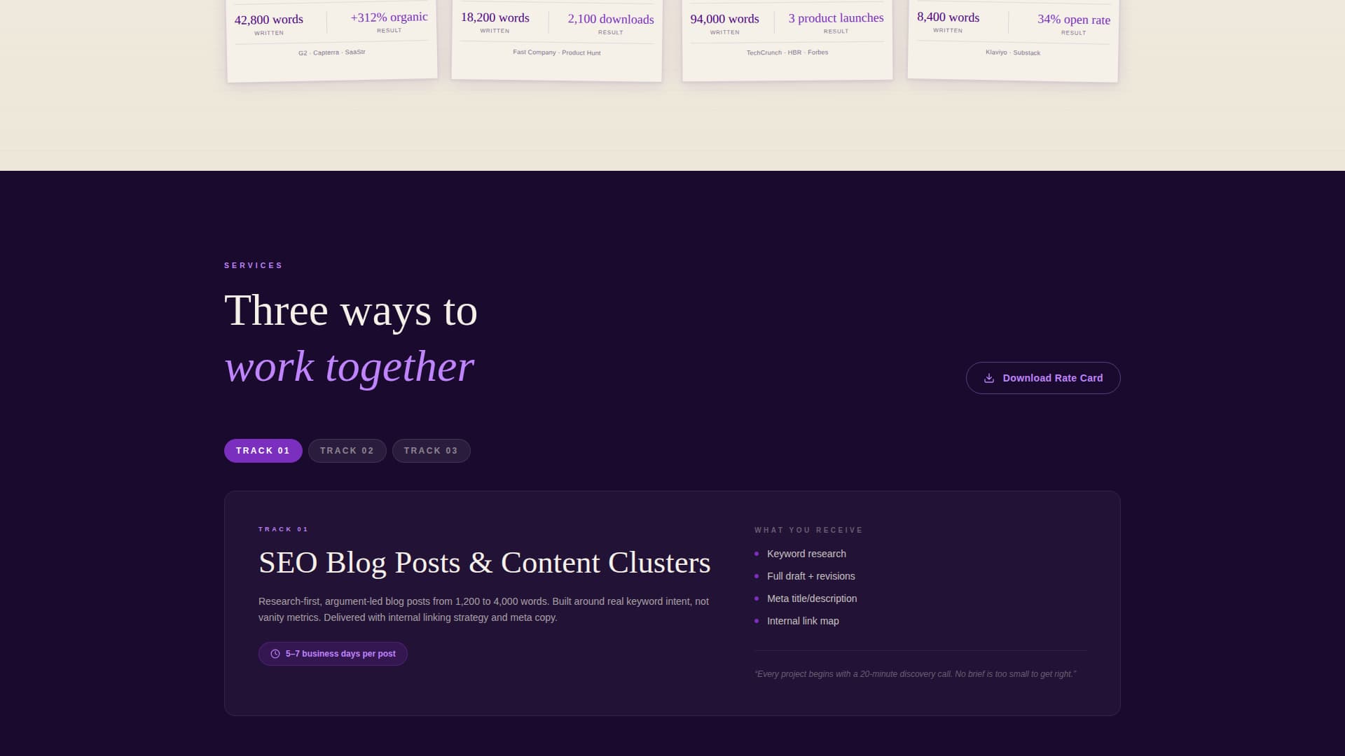 Writing & Content Portfolio Blog Website Template