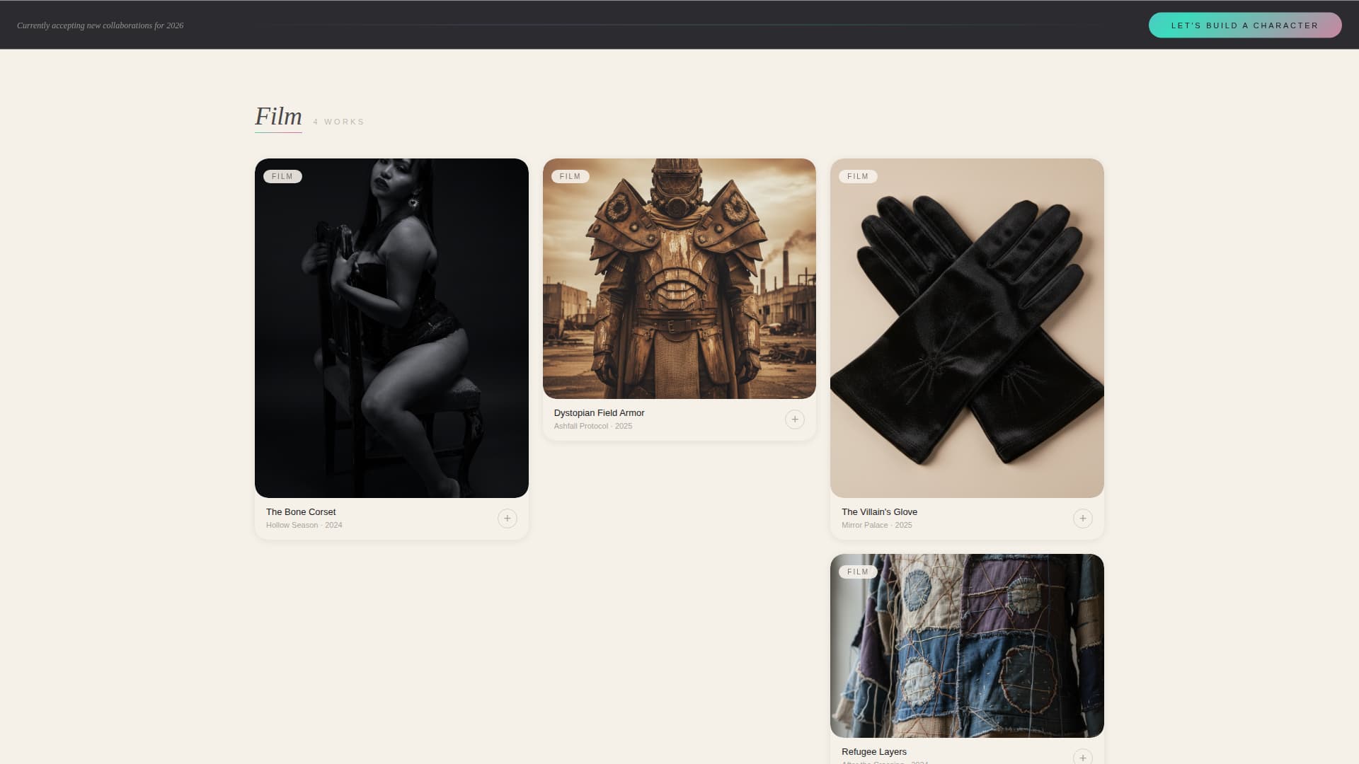 Costume Designer Portfolio Directory Website Template