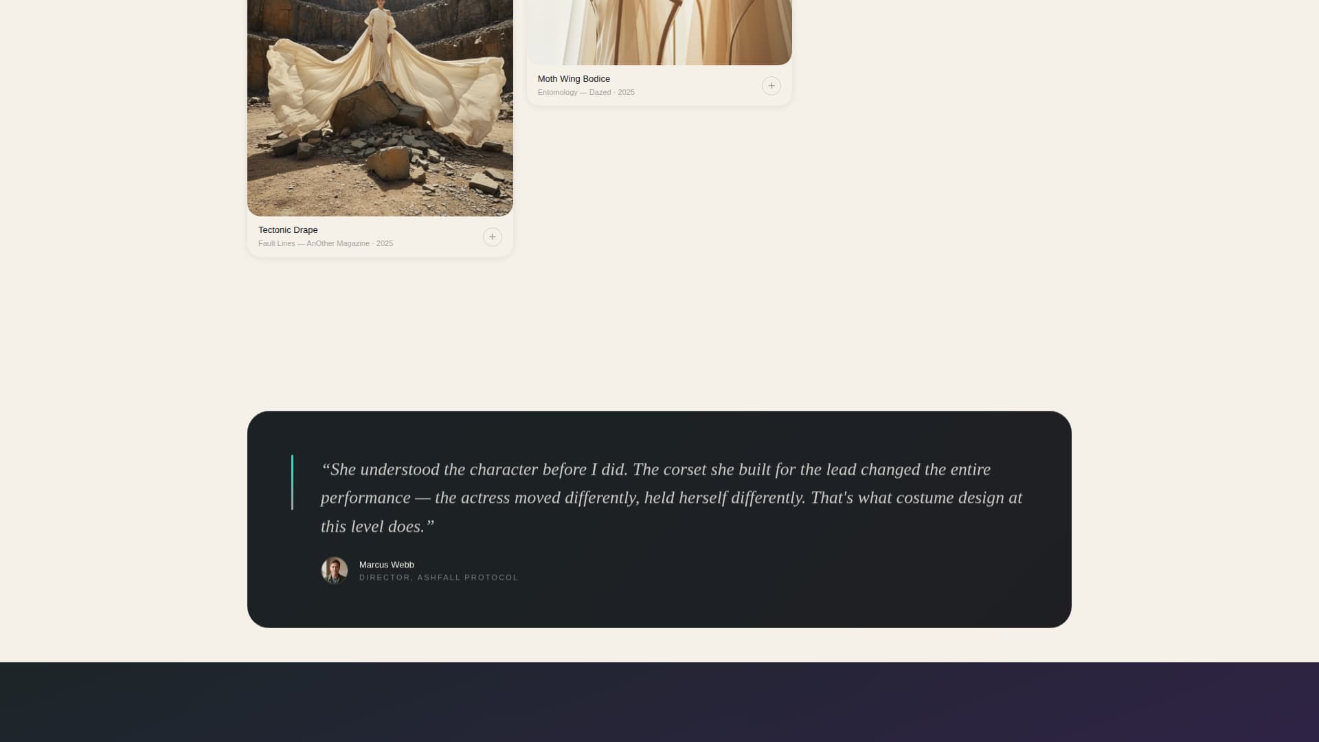 Costume Designer Portfolio Directory Website Template