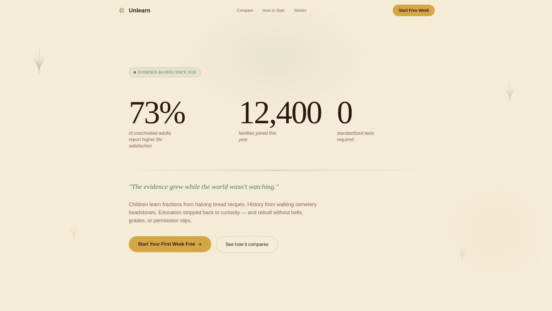 Unlearn - Empowering Unschooling Landing Page Template