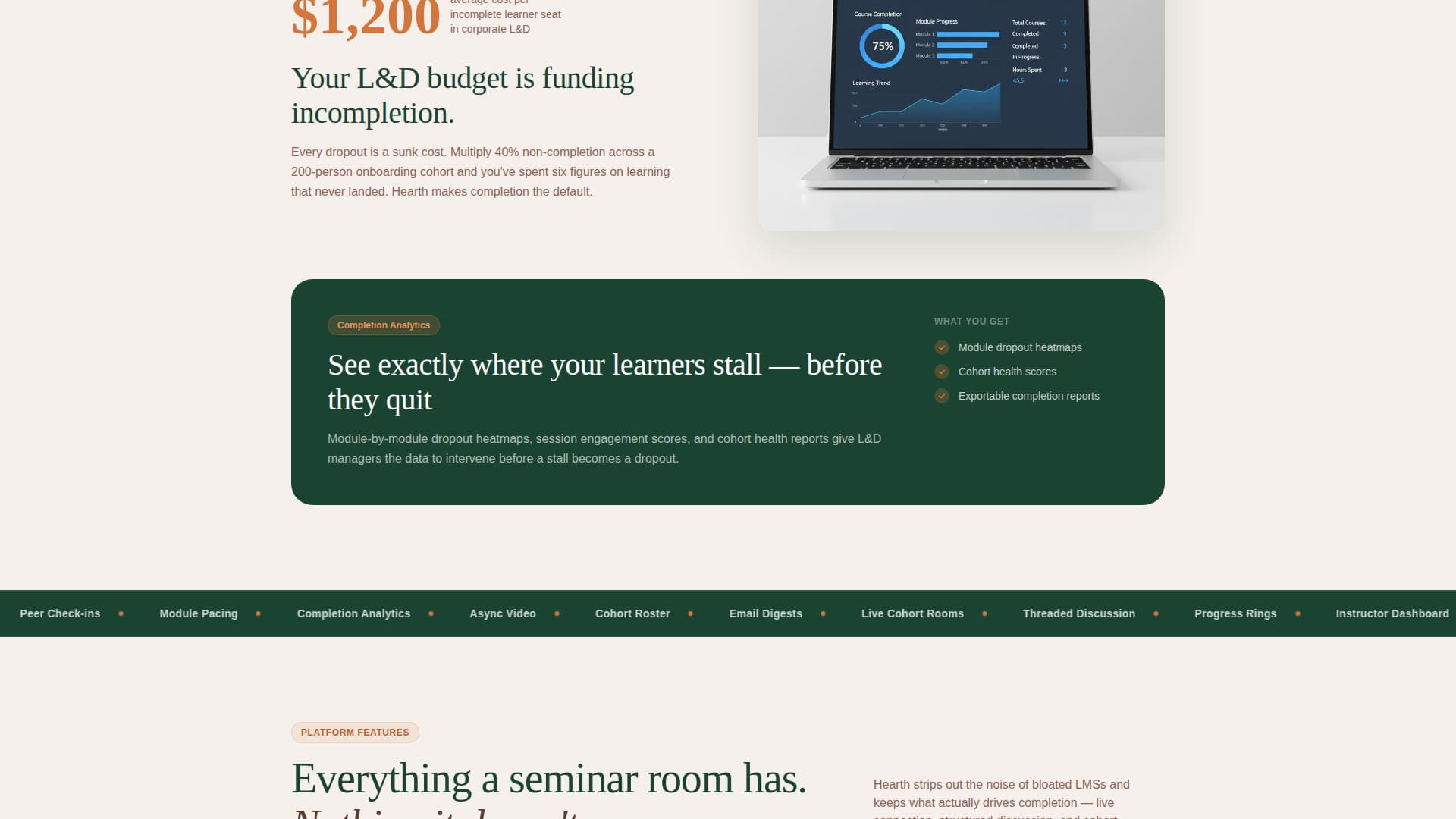 Hearth - Engaging Edtech Landing Page Template