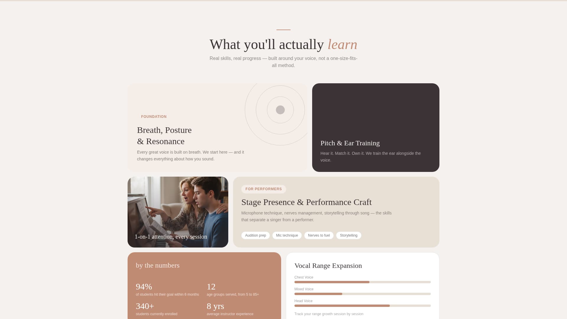 Chorus - Heartfelt Vocalacademy Landing Page Template