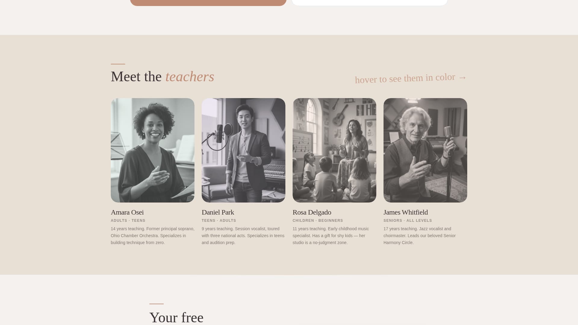 Chorus - Heartfelt Vocalacademy Landing Page Template