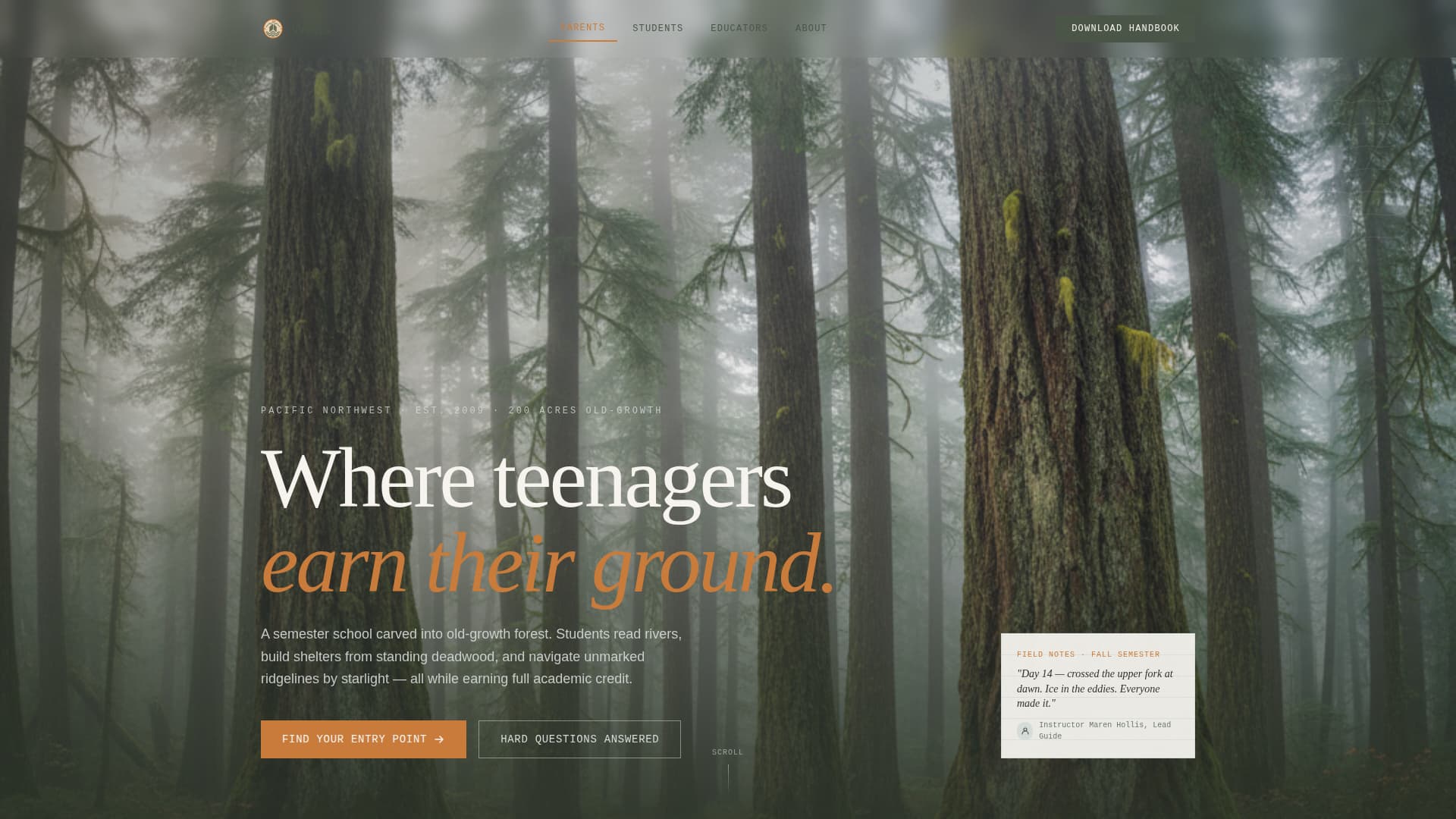 Wilds - Trusted Wildernessschool Landing Page Template