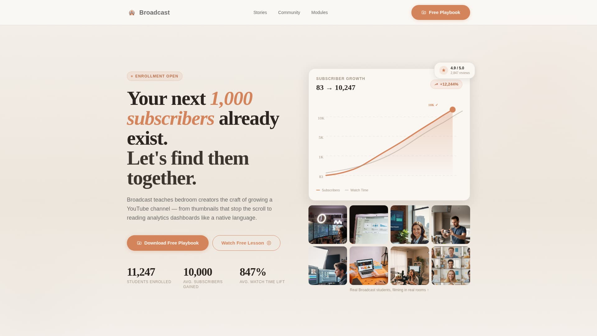 Broadcast - Inspiring Creator Landing Page Template