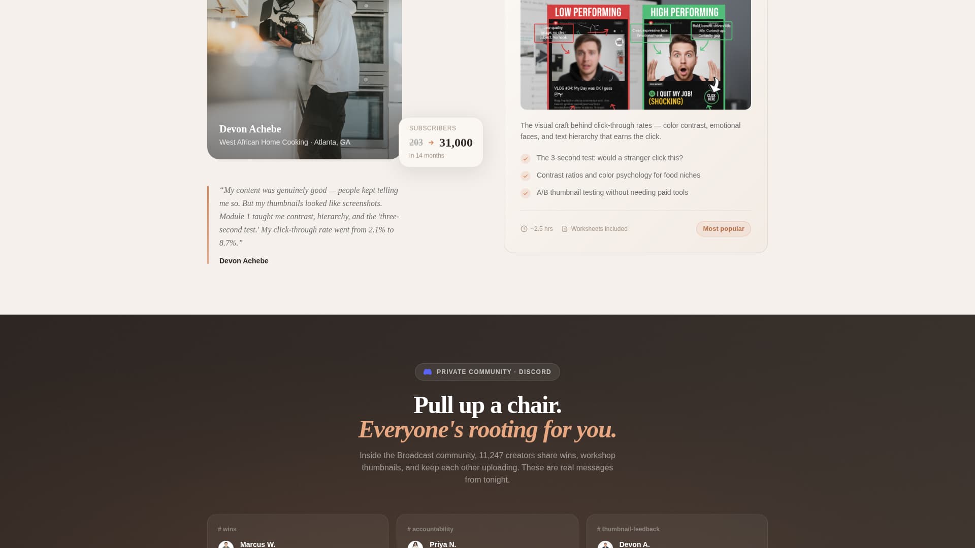 Broadcast - Inspiring Creator Landing Page Template