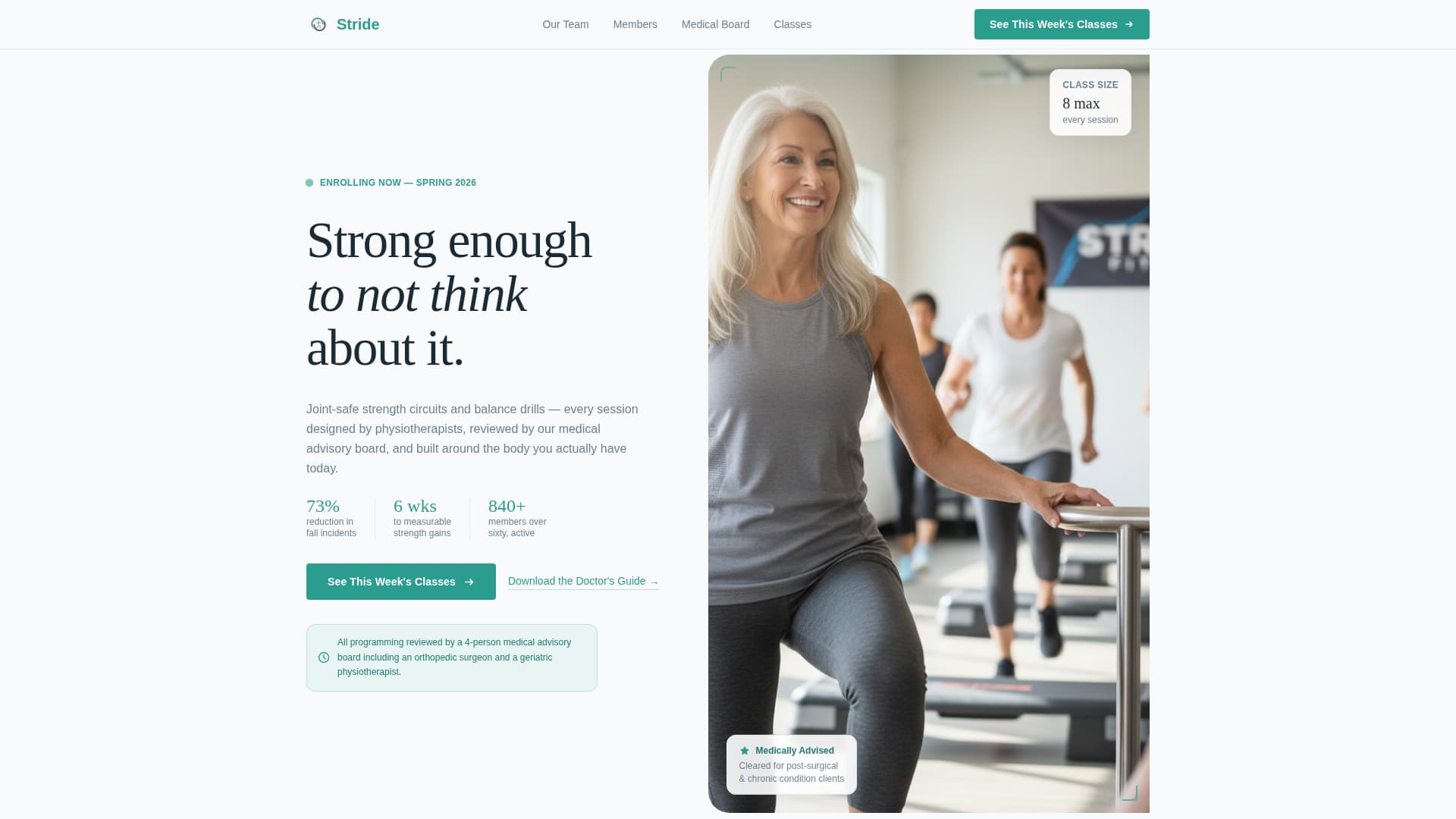 Stride - Trusted Seniorfitness Landing Page Template