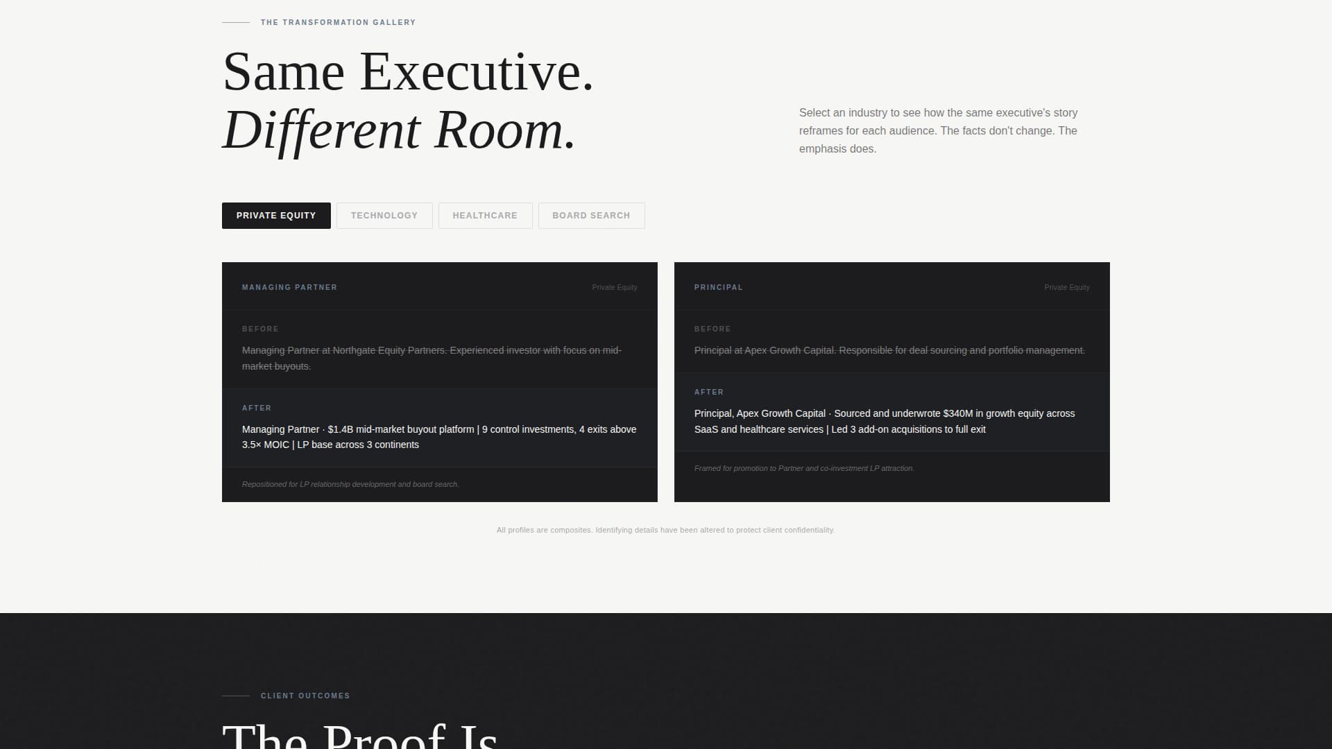Executive & C-Suite Career Specialist Professional Website Template