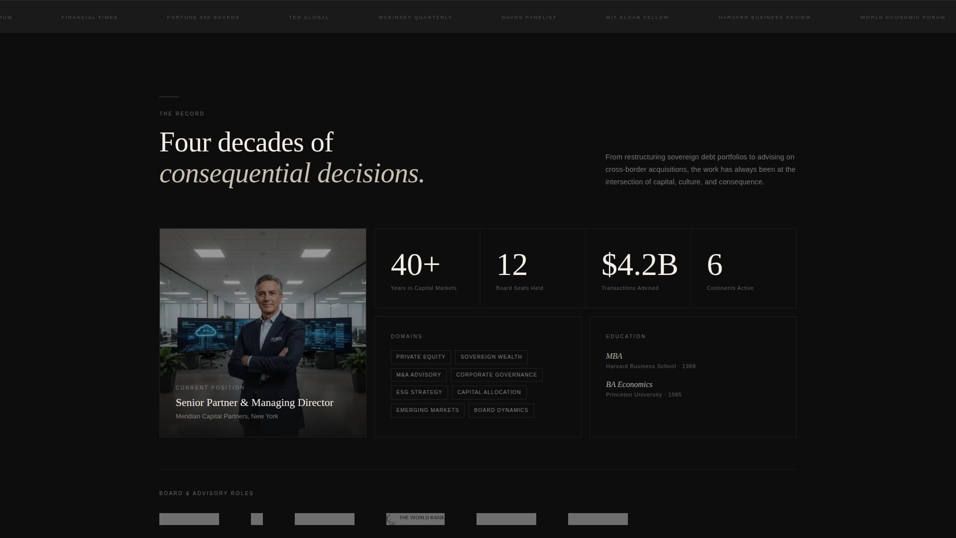 Specialist Executive & C-Suite Career Portfolio & Case Study Website Template