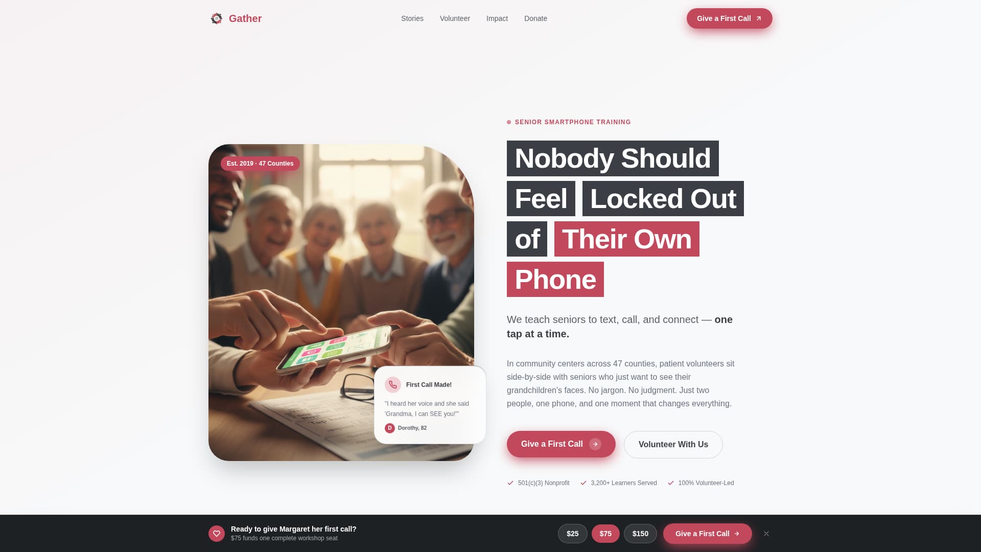Gather - Heartwarming Senioroutreach Landing Page Template