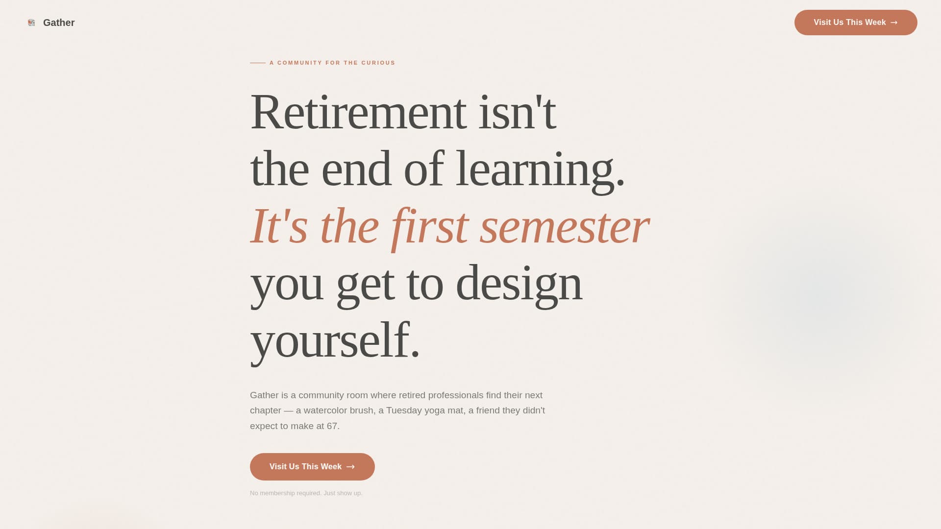 Gather - Welcoming Seniorclub Landing Page Template