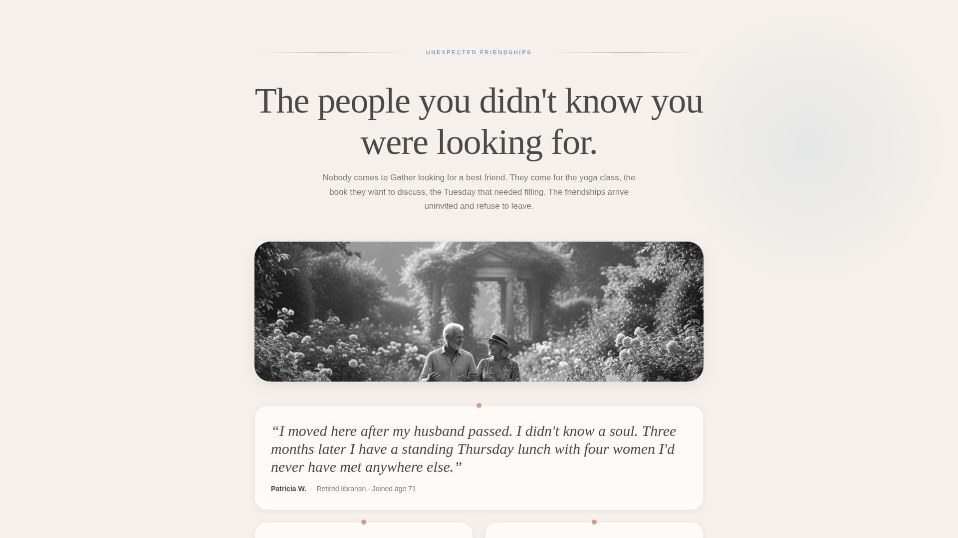 Gather - Welcoming Seniorclub Landing Page Template
