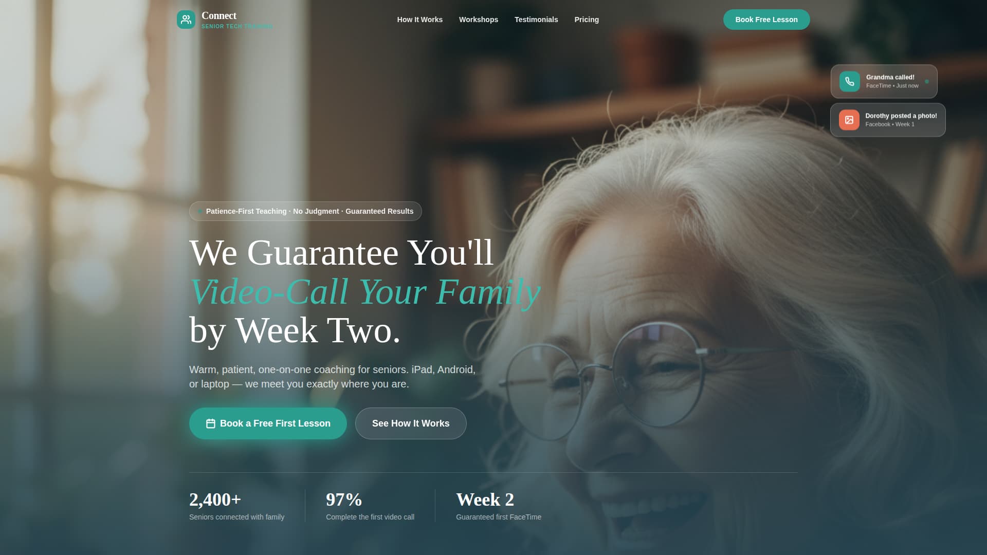 Connect - Heartfelt Seniortech Landing Page Template