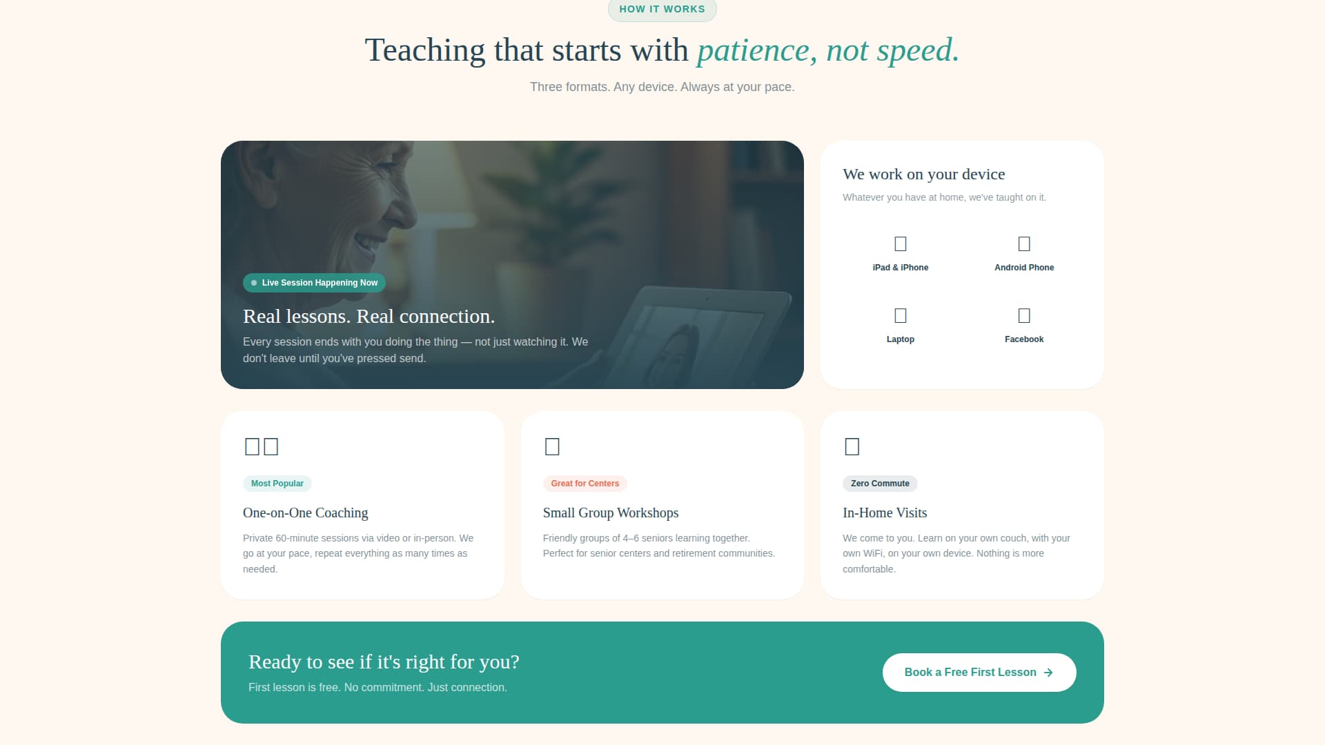 Connect - Heartfelt Seniortech Landing Page Template