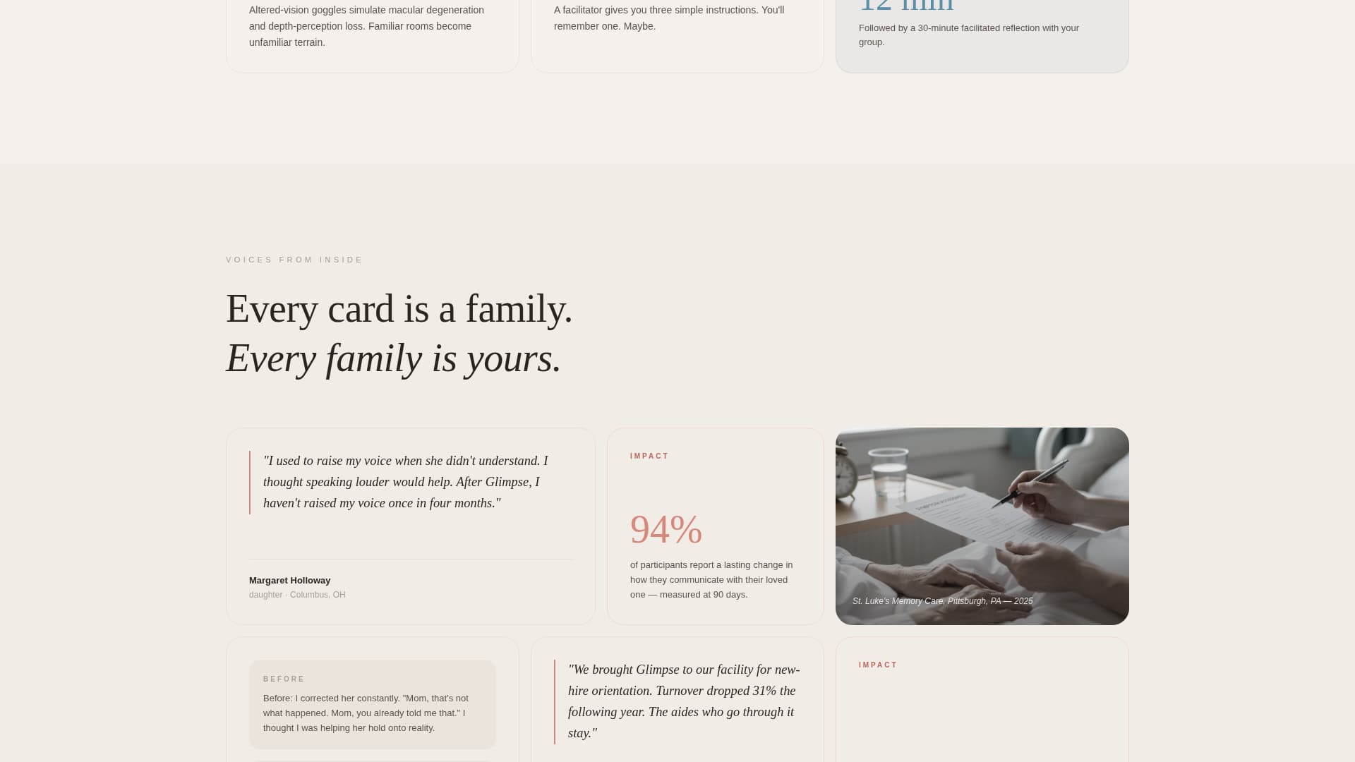 Glimpse - Heartfelt Dementia Landing Page Template