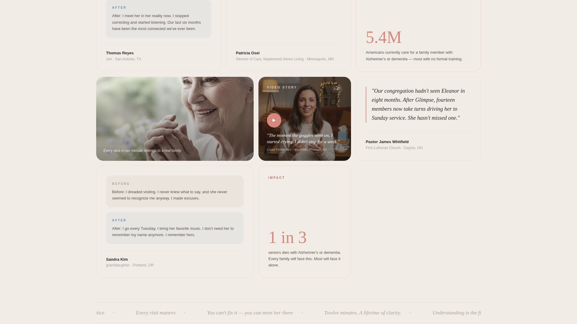 Glimpse - Heartfelt Dementia Landing Page Template