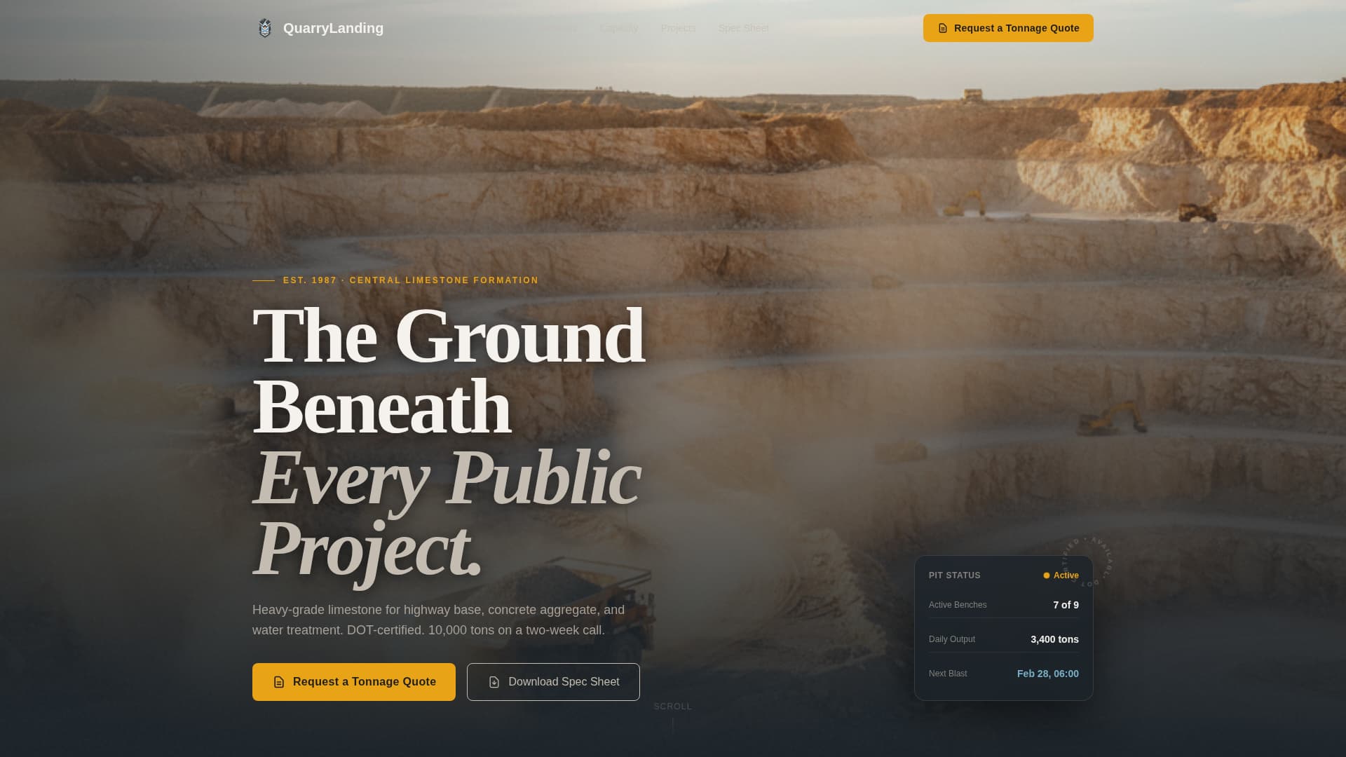 Quarry - Powerful Limestone Landing Page Template